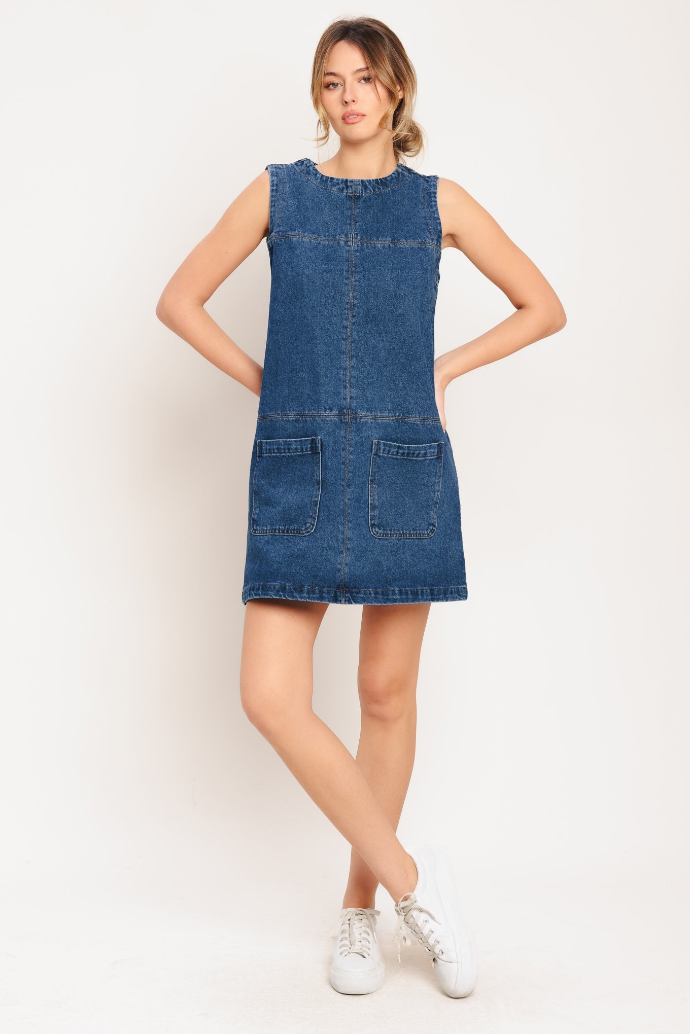casual shift dress with pockets Linen dress -Casual Shift Dress with Big Pockets- 701