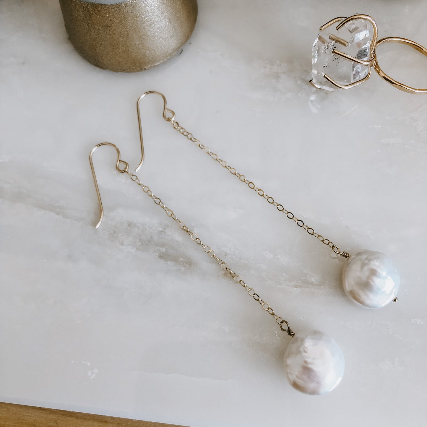 Pearl Coin Drop Earrings
