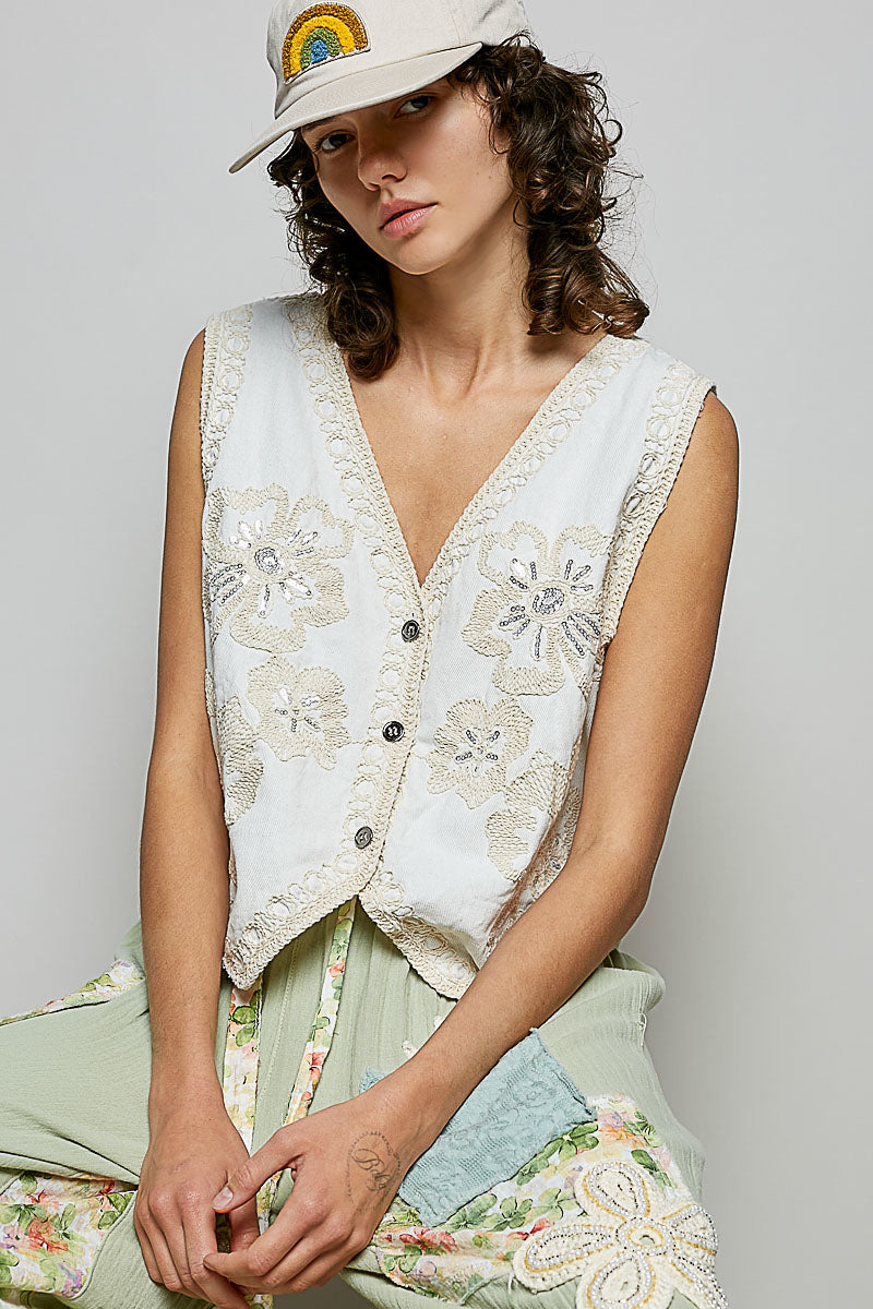 POL Opal embroidered Vest top
