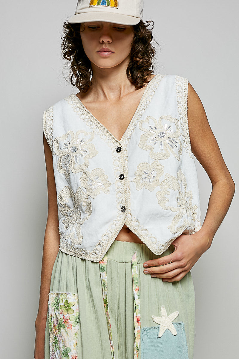 POL Opal embroidered Vest top