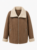 Genuine Shearling Lamb Leather Jacket in Cognac