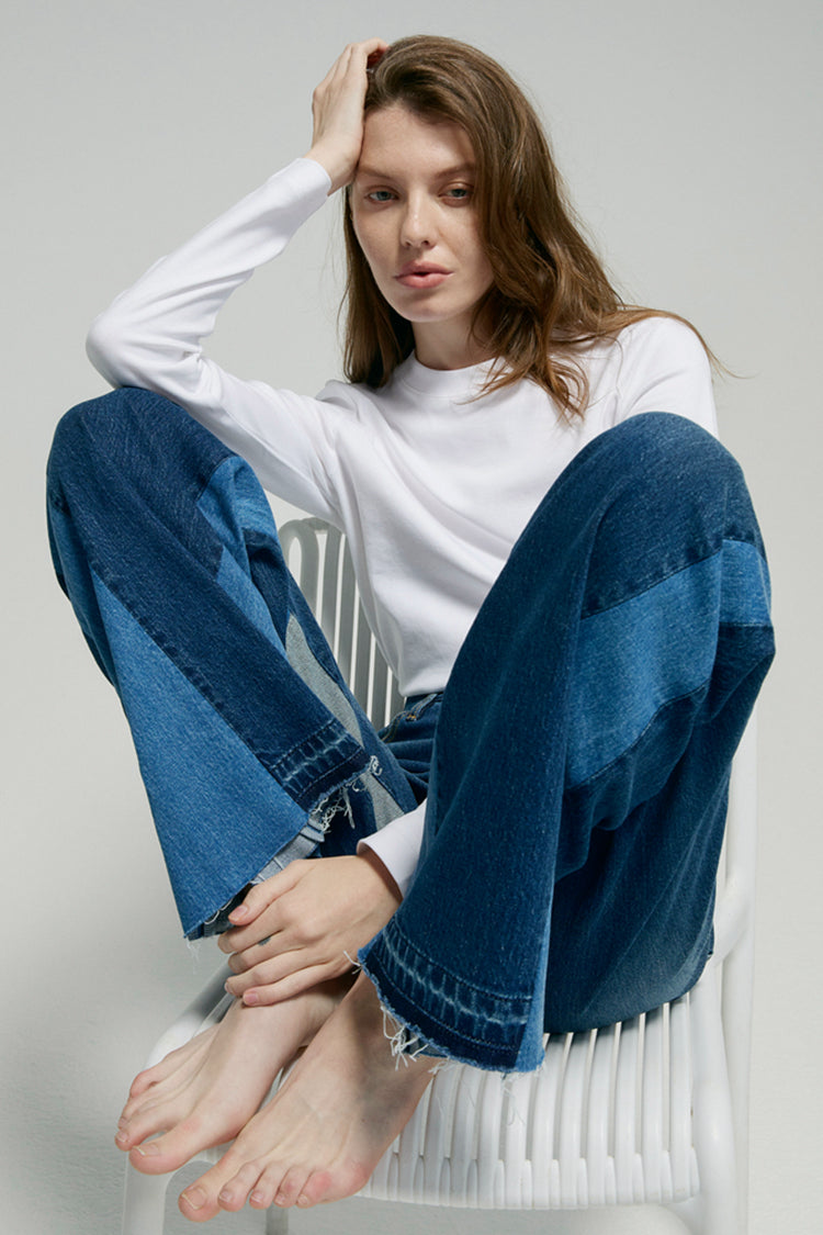 Shadow Split Wide leg Jeans HJ056