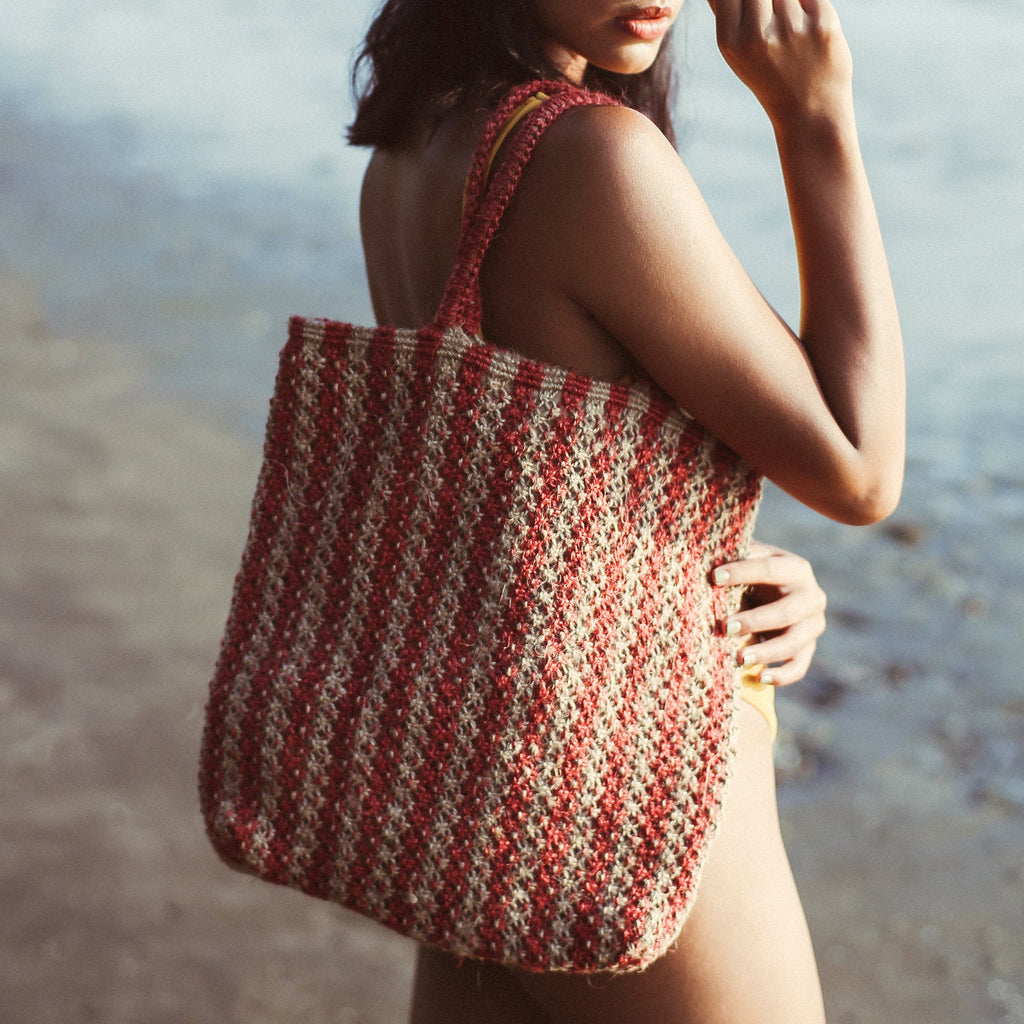 LOUISA STRIPED STRAW TOTE BAG