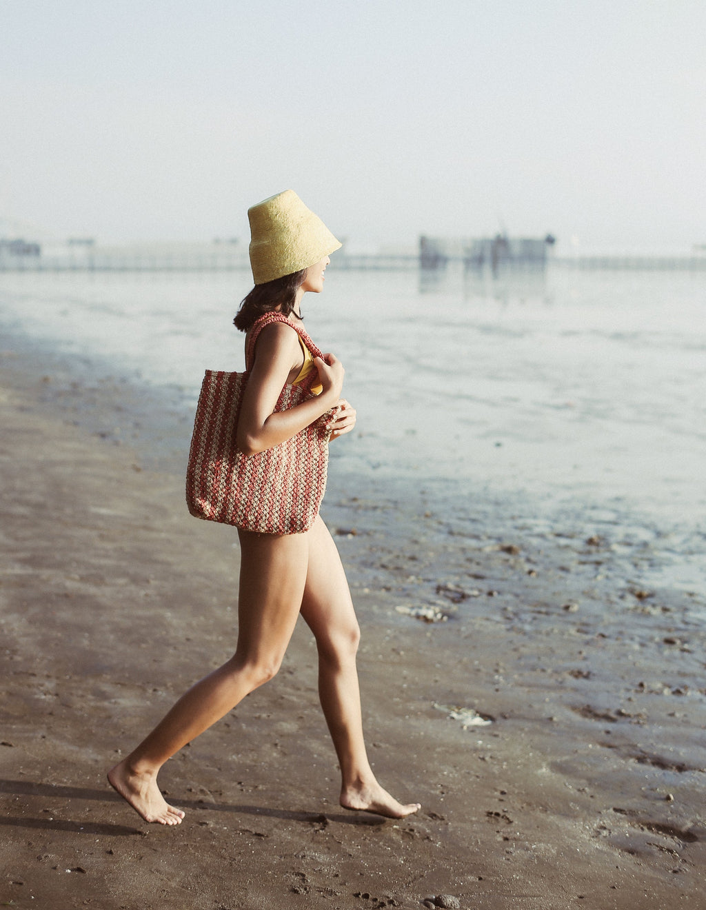 LOUISA STRIPED STRAW TOTE BAG