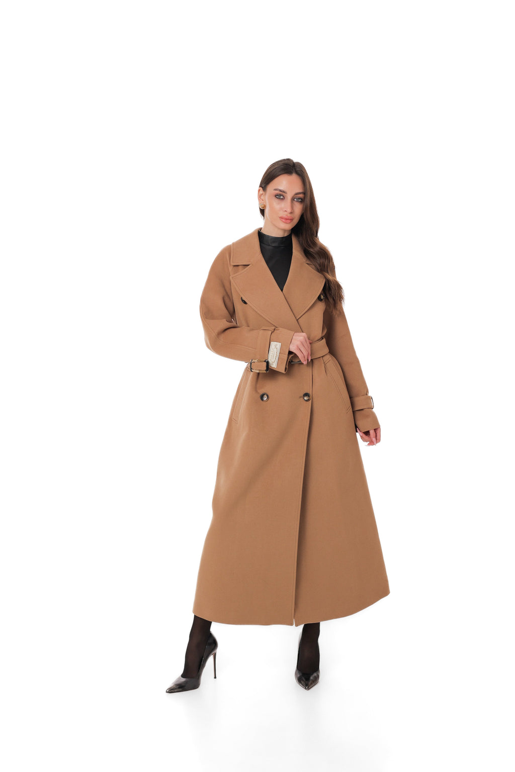 Madeline Cashmere Wool Blend Overcoat in Camel