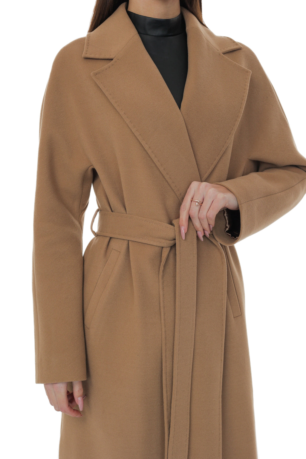 Cambridge Comfort Classic Wraparound Wool Blend Overcoat in Light Camel