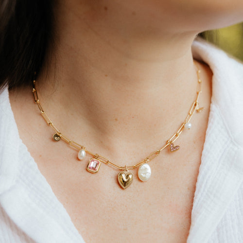 "CROSS MY HEART" CHARM NECKLACE