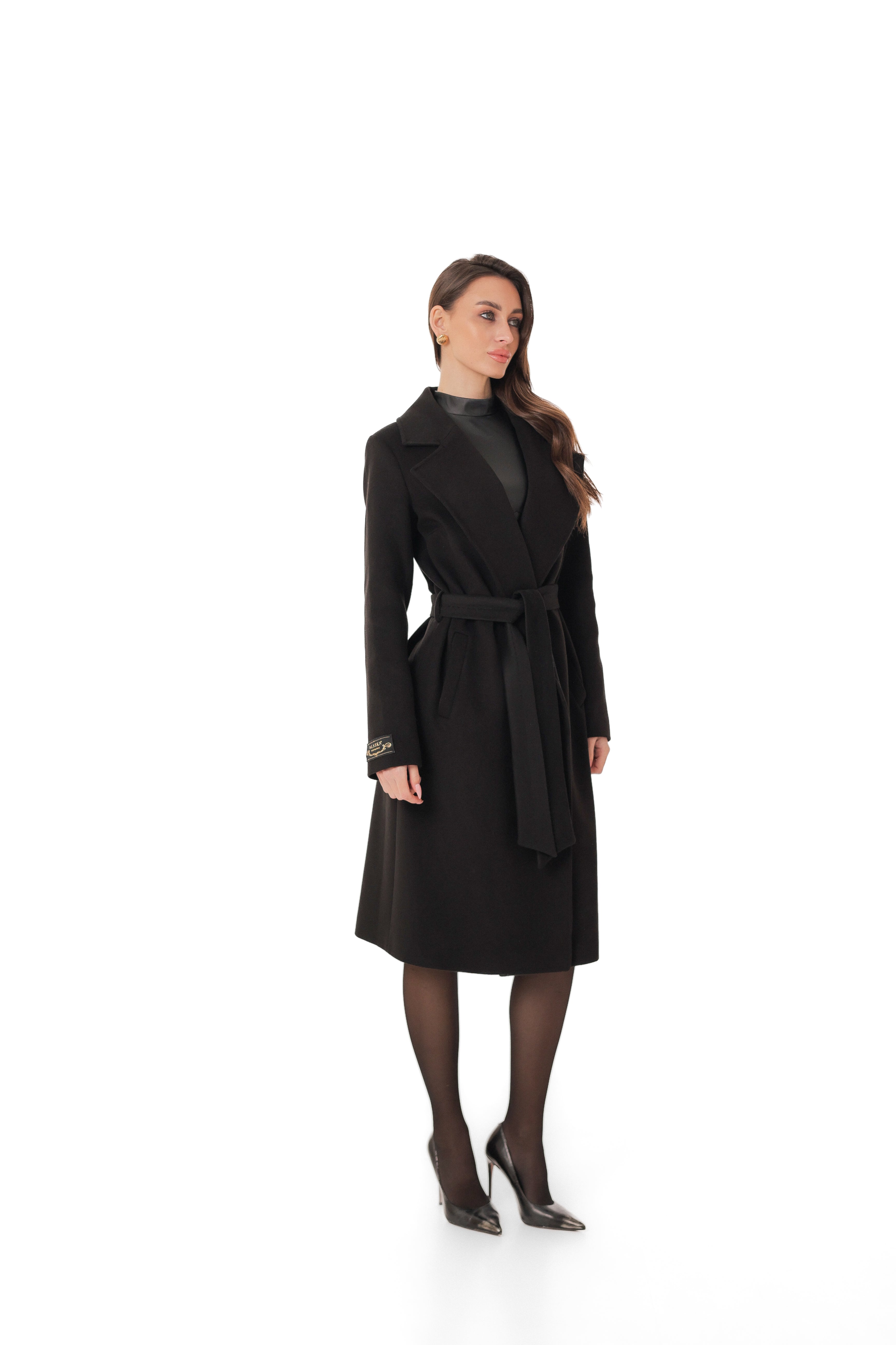 Zane Cashmere Wool Blend Overcoat in Black