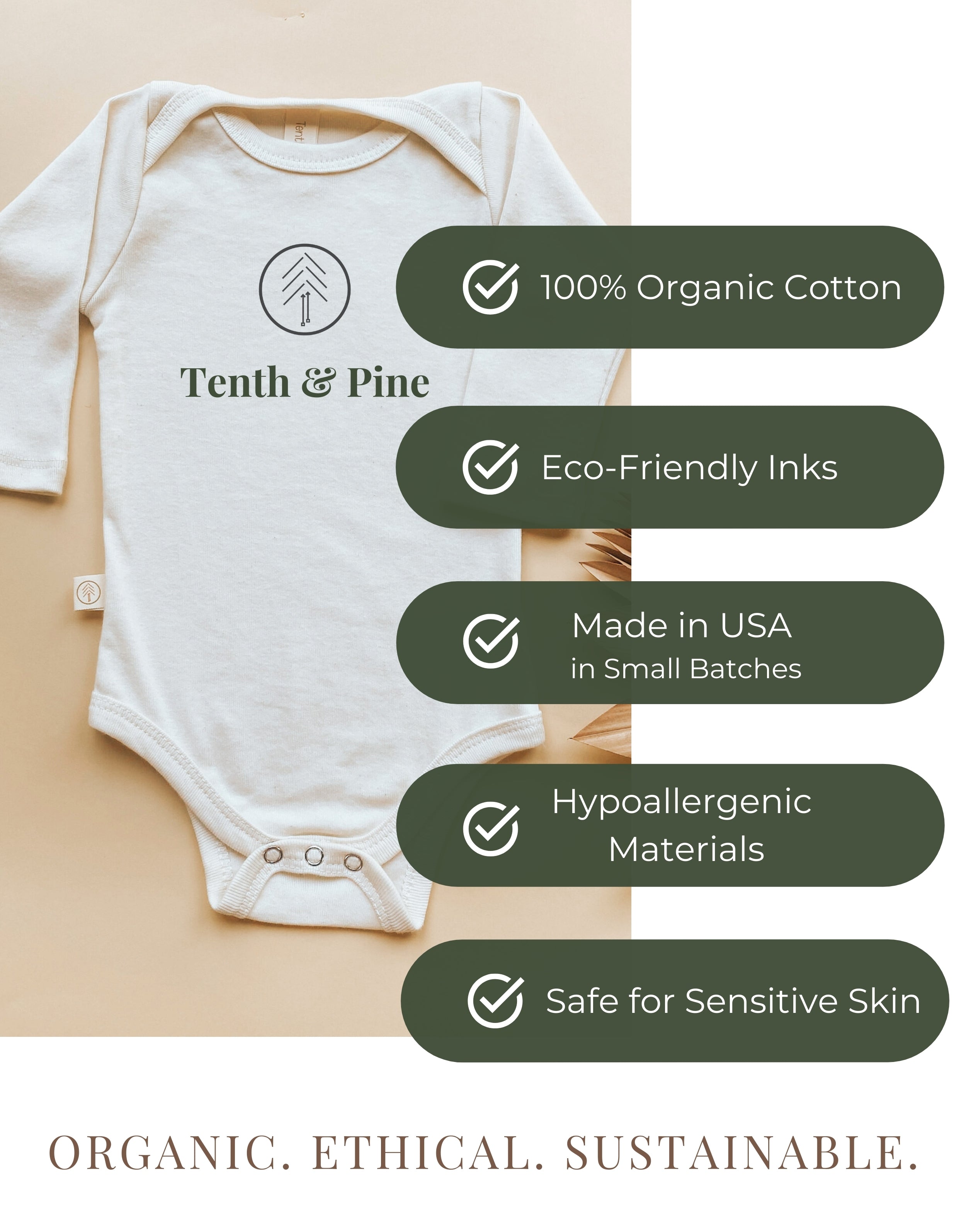 Reindeer Organic Baby Bodysuit Long Sleeve