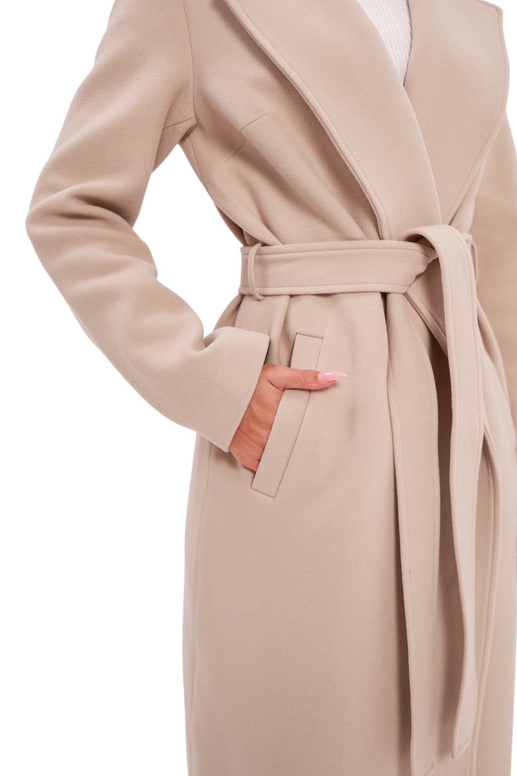 Zane Cashmere Wool Blend Overcoat in Beige