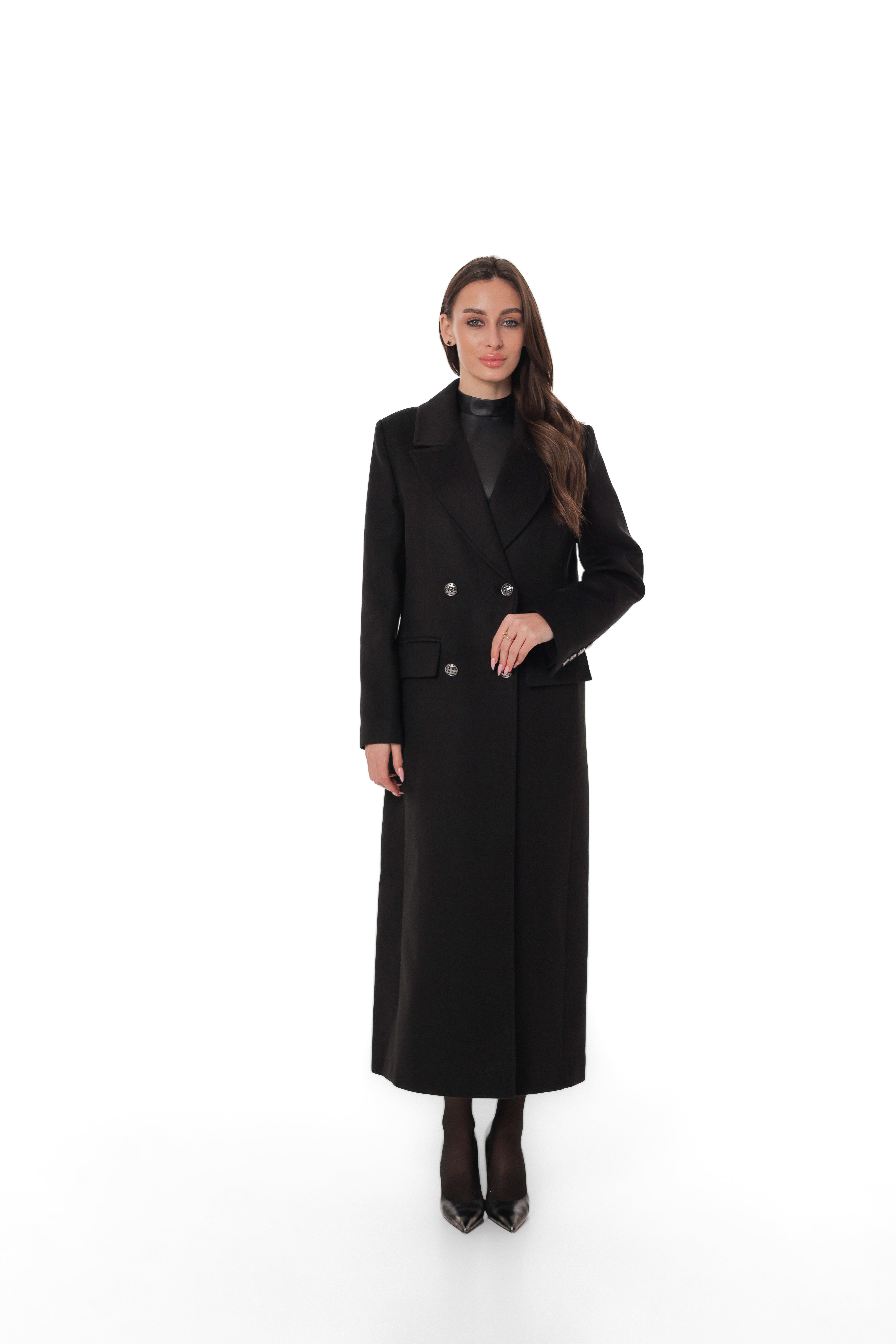 Ellis Tailored Cashmere Wool Coat in Black