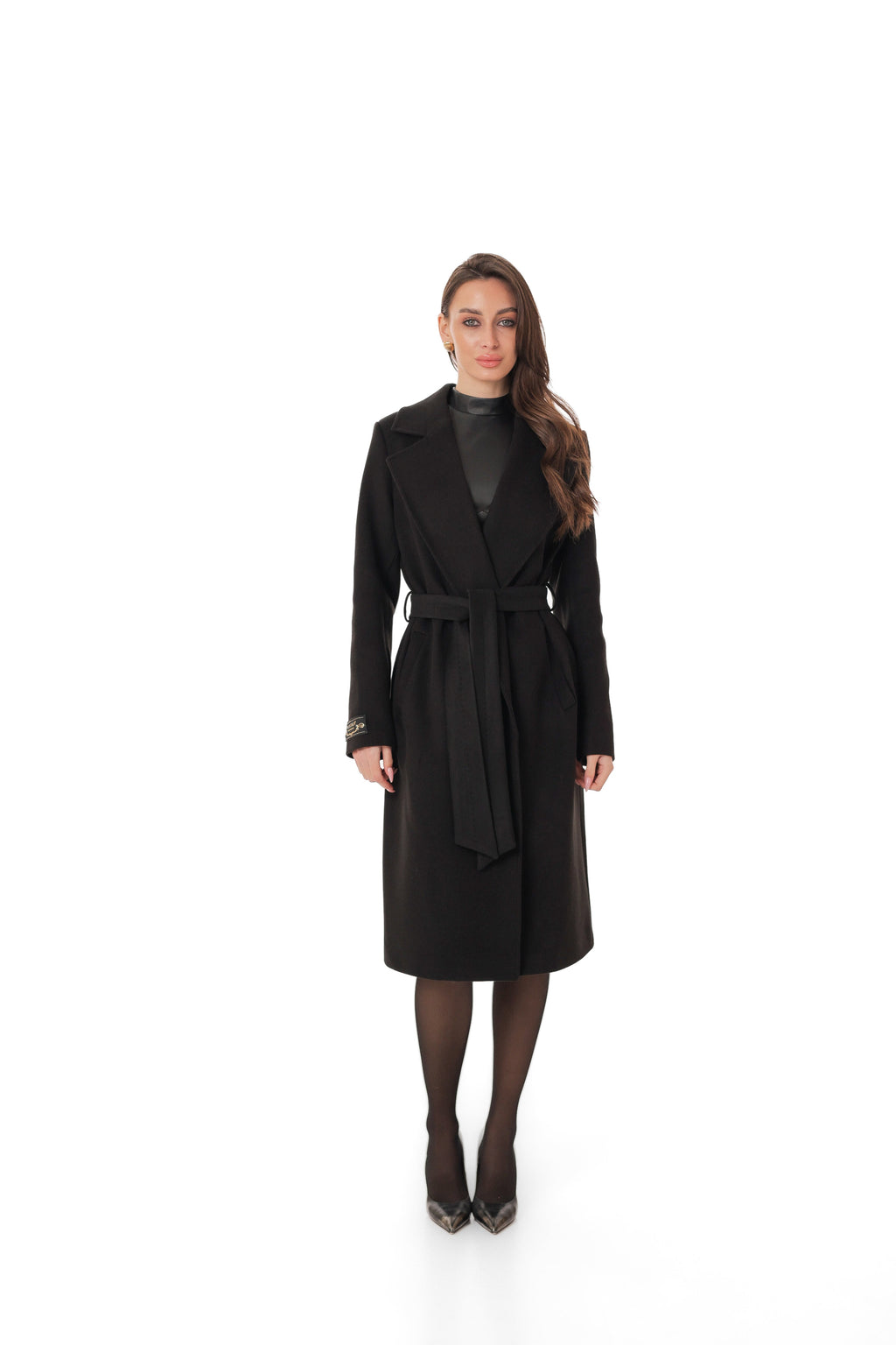 Zane Cashmere Wool Blend Overcoat in Black