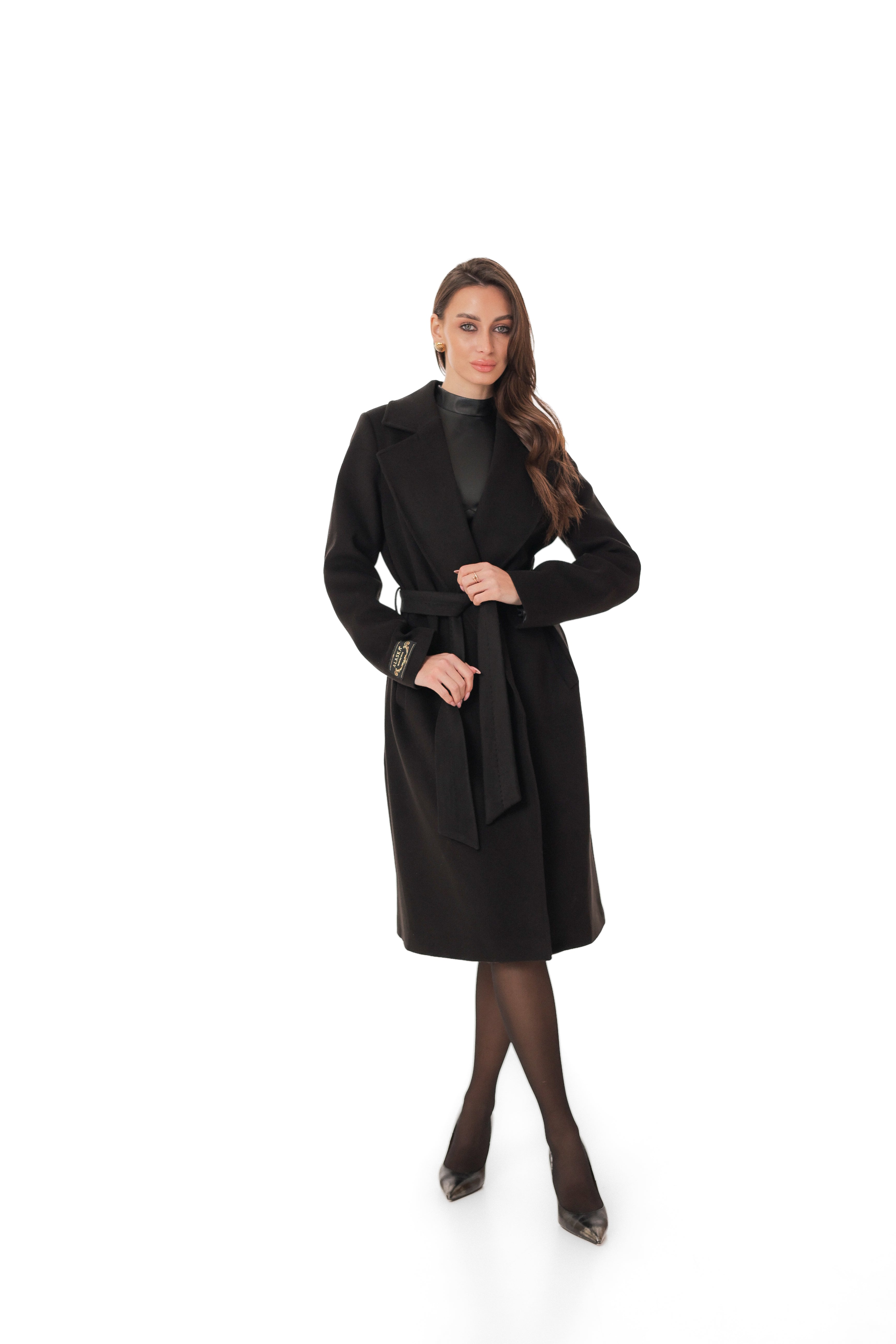 Zane Cashmere Wool Blend Overcoat in Black