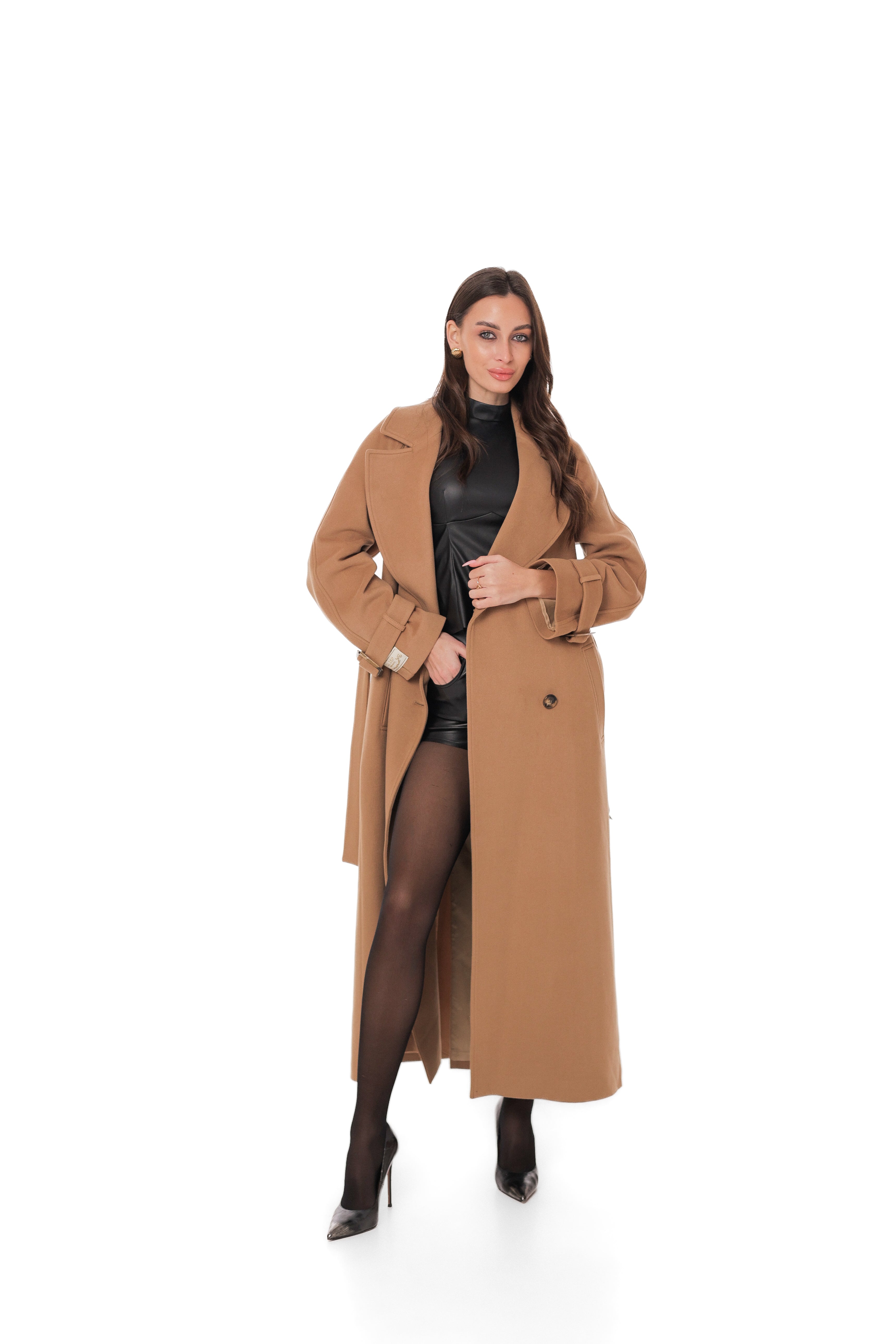 Madeline Cashmere Wool Blend Overcoat in Camel