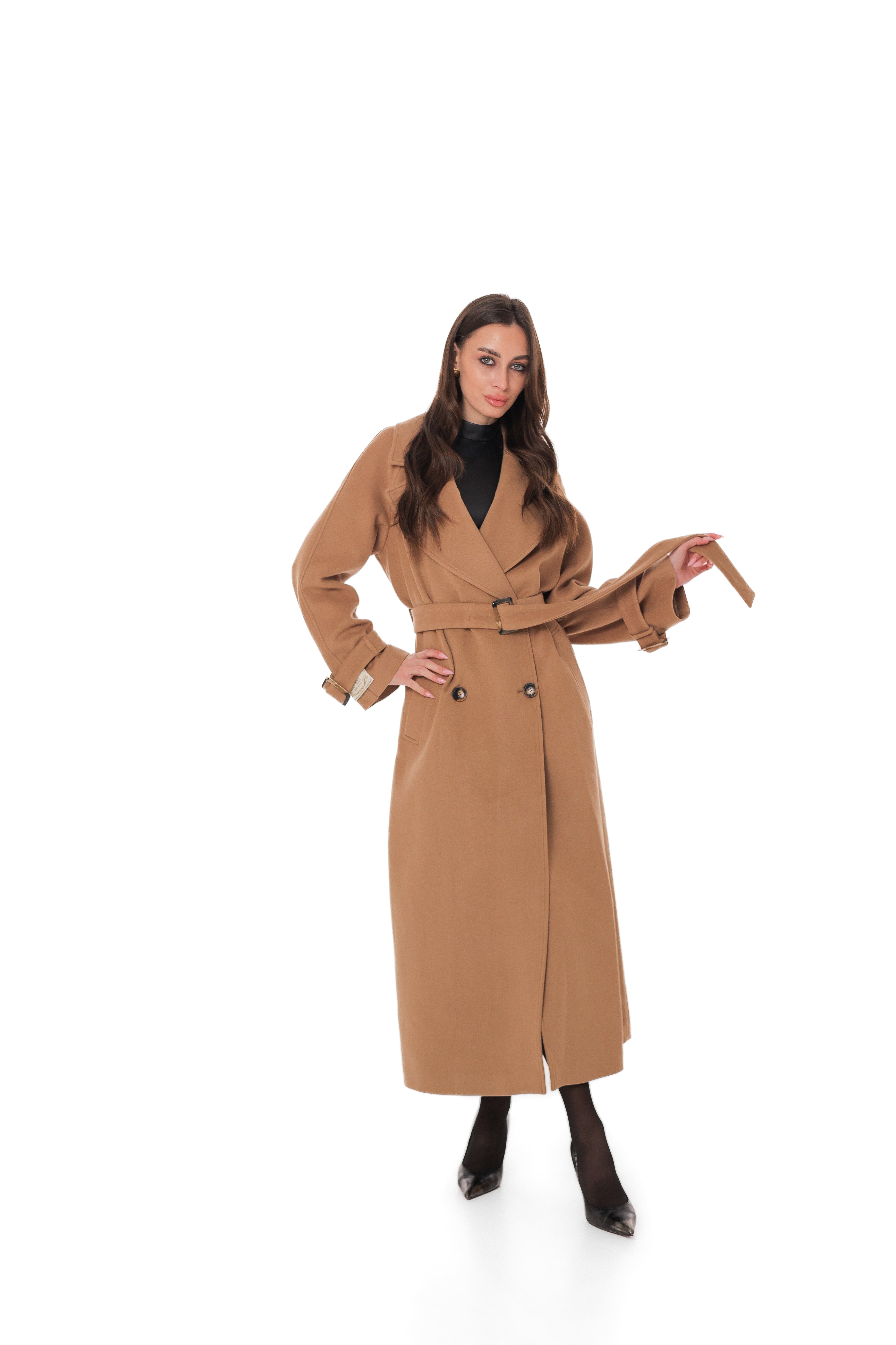 Madeline Cashmere Wool Blend Overcoat in Camel