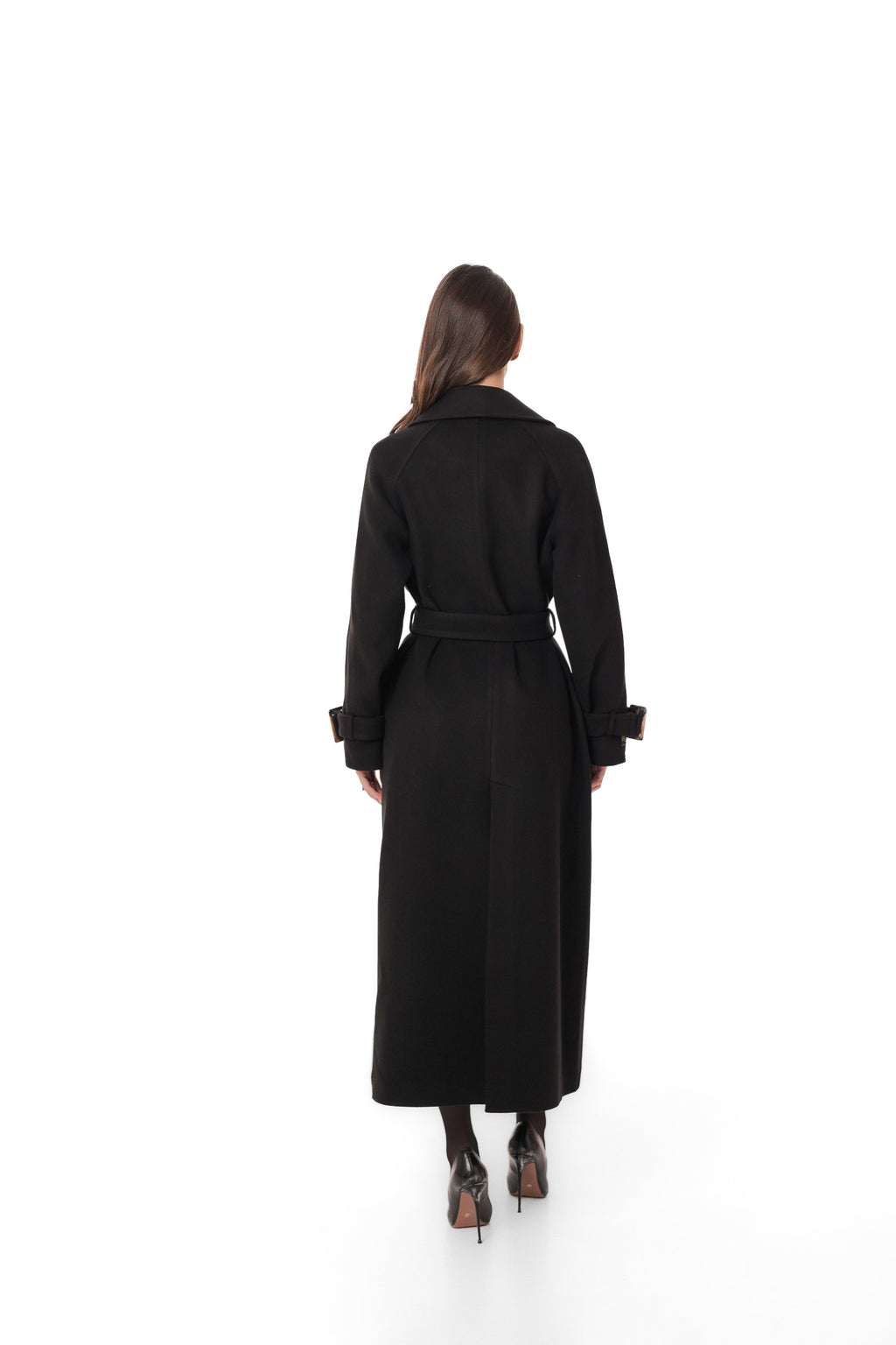 Madeline Cashmere Wool Blend Overcoat in Black