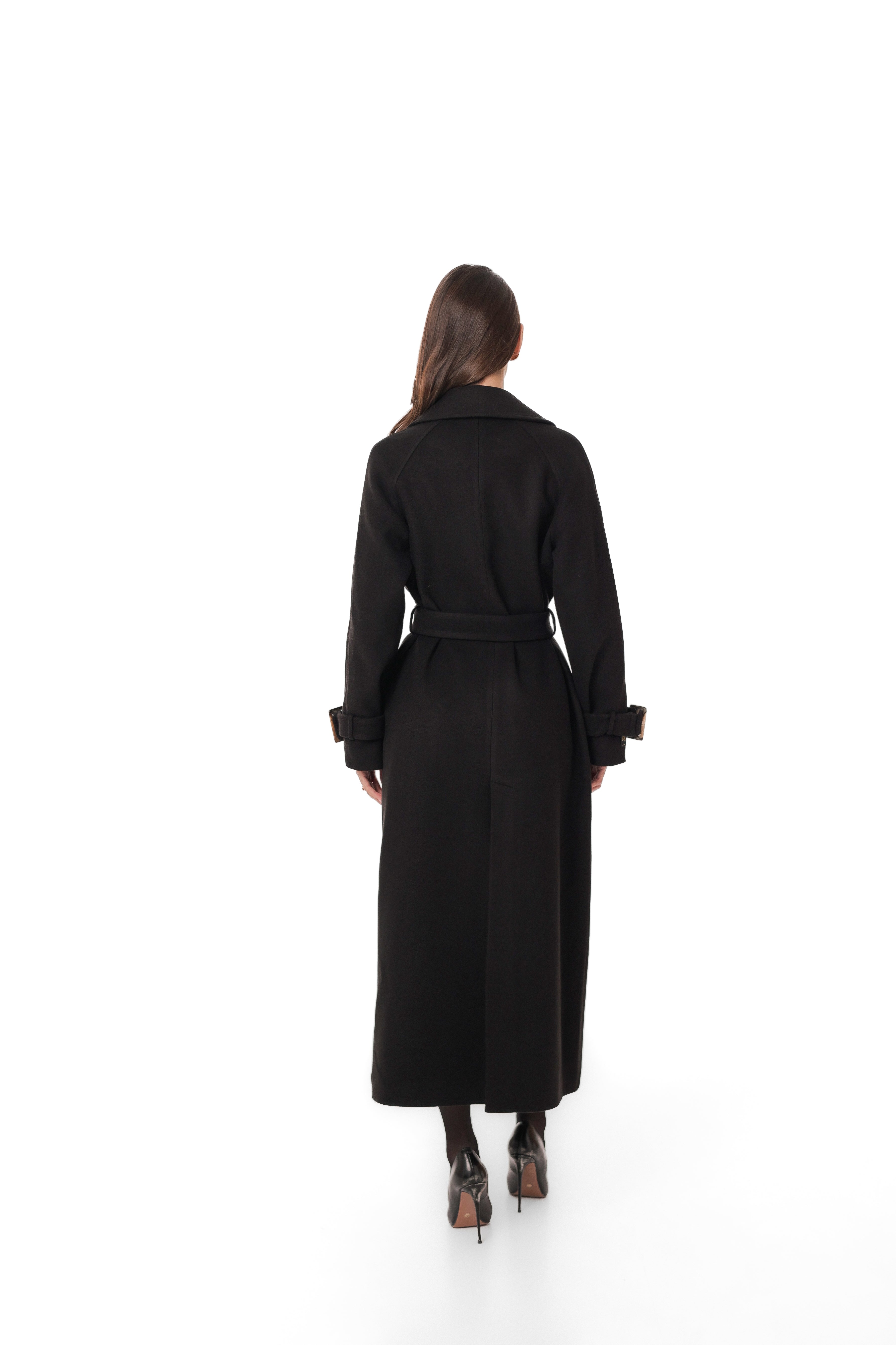 Madeline Cashmere Wool Blend Overcoat in Black