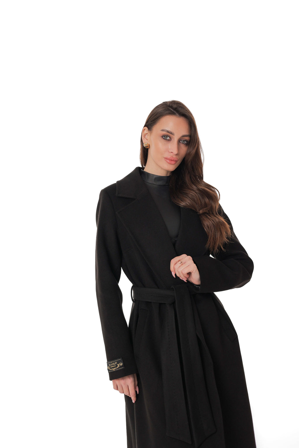 Zane Cashmere Wool Blend Overcoat in Black