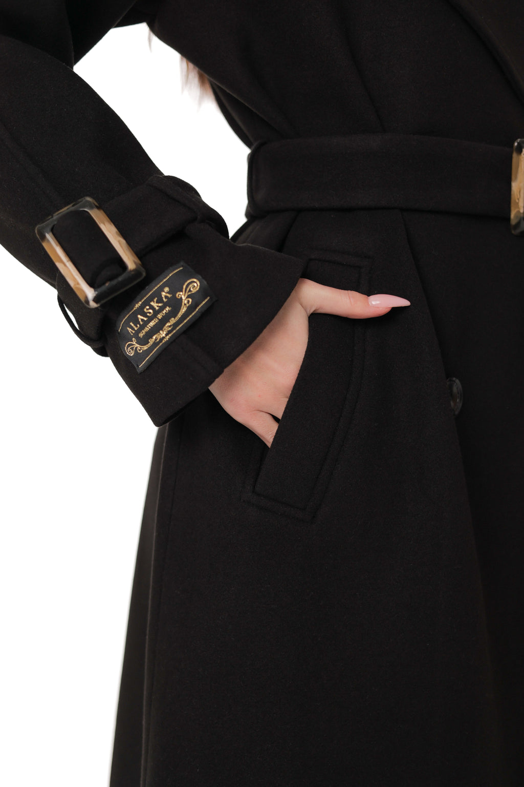 Madeline Cashmere Wool Blend Overcoat in Black