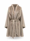 Luxury Double-Face Wool Poncho with Scandinavian Mink Fur