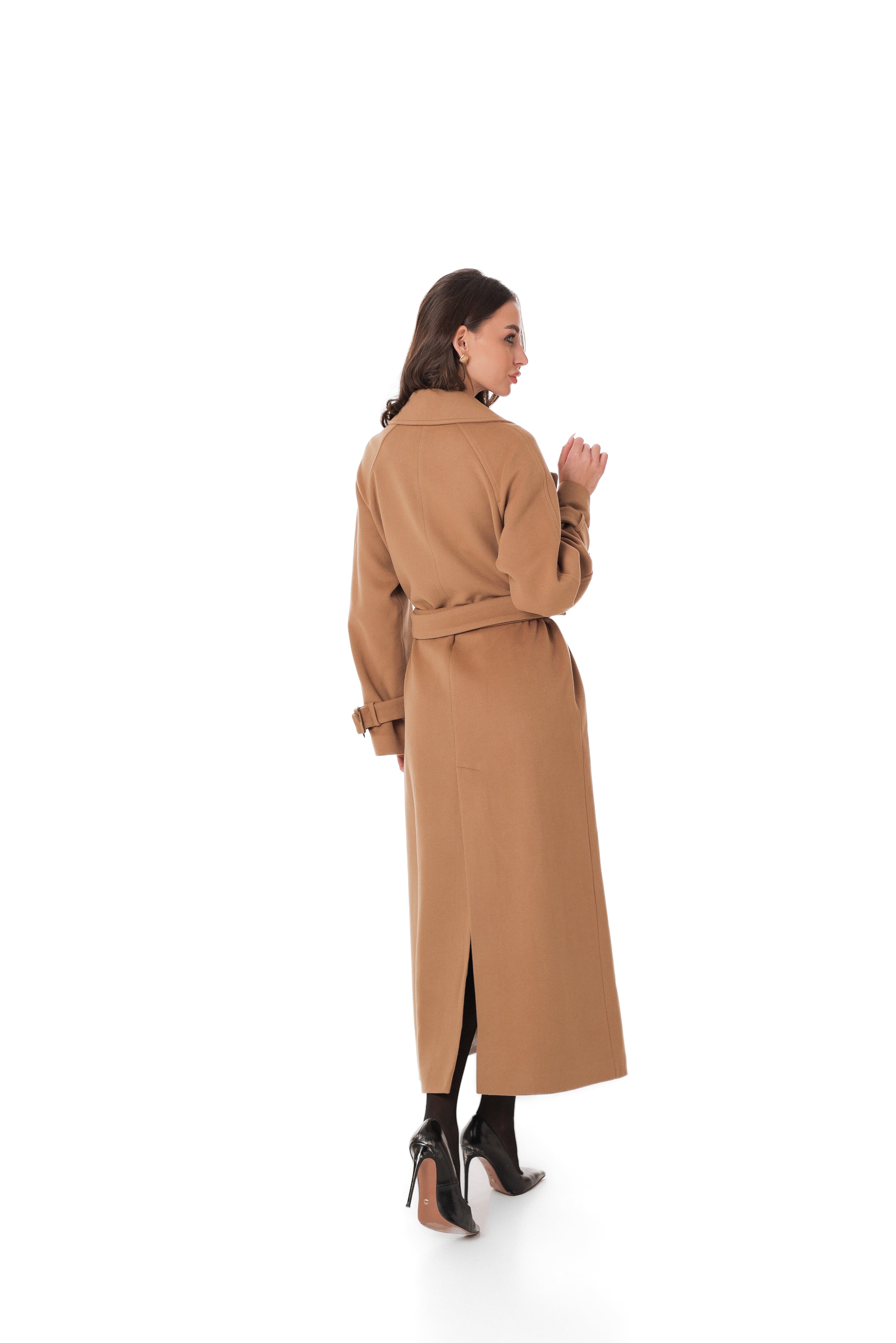 Madeline Cashmere Wool Blend Overcoat in Camel