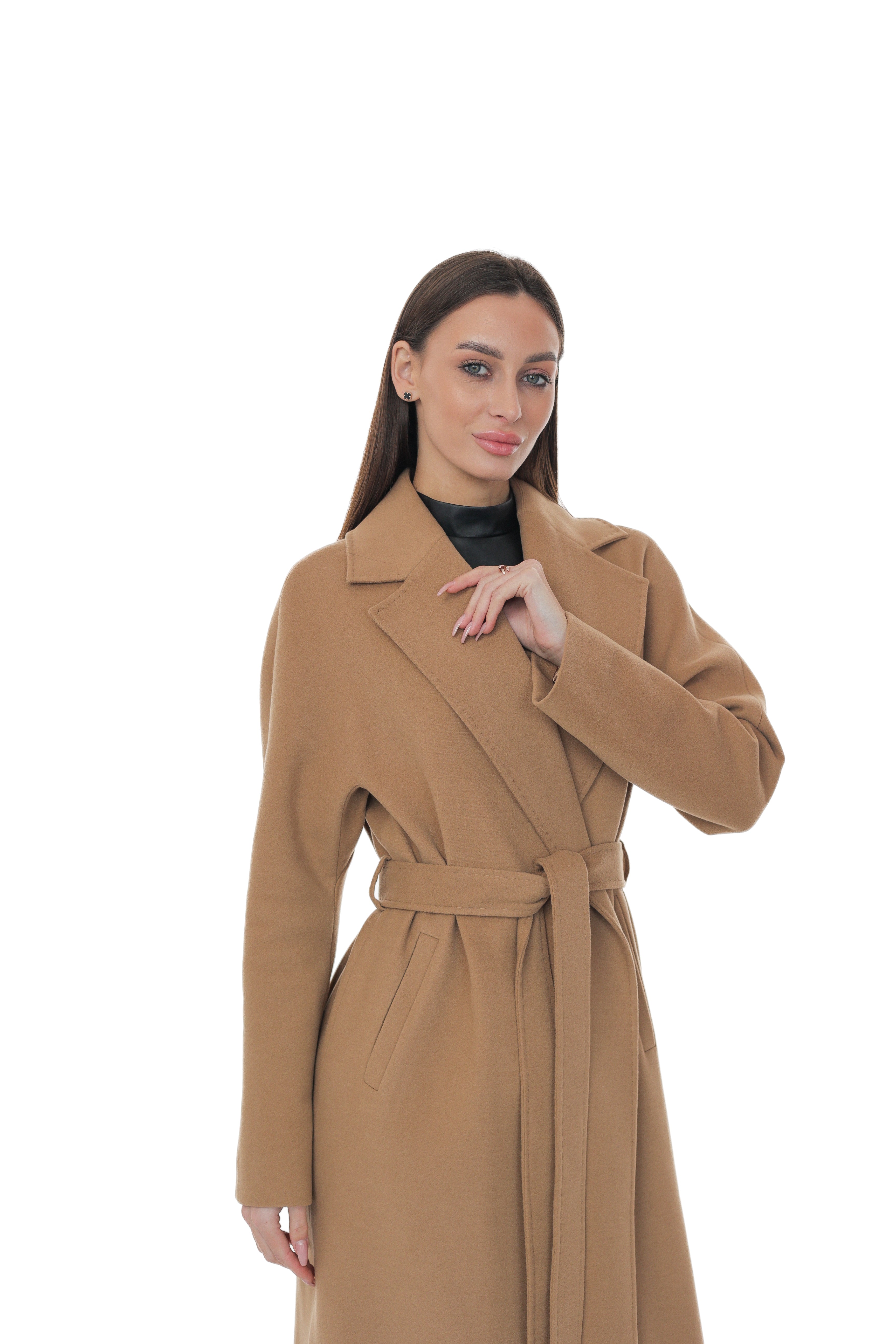 Cambridge Comfort Classic Wraparound Wool Blend Overcoat in Light Camel