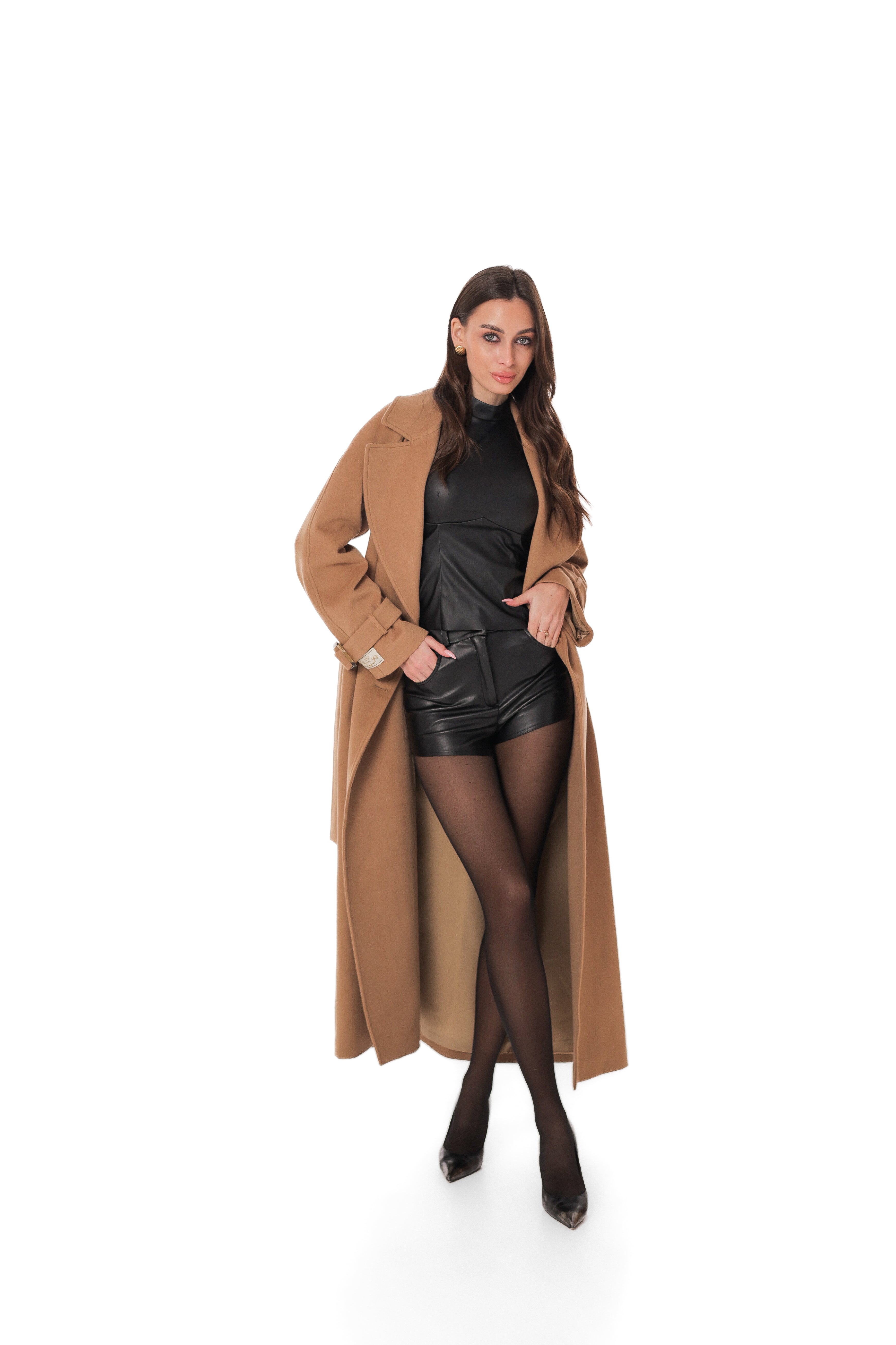 Madeline Cashmere Wool Blend Overcoat in Camel