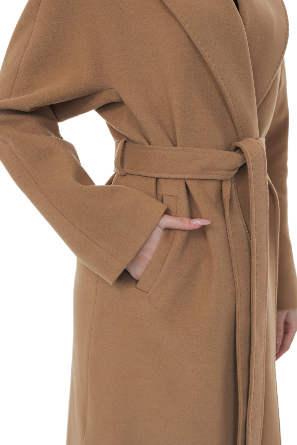 Cambridge Comfort Classic Wraparound Wool Blend Overcoat in Light Camel