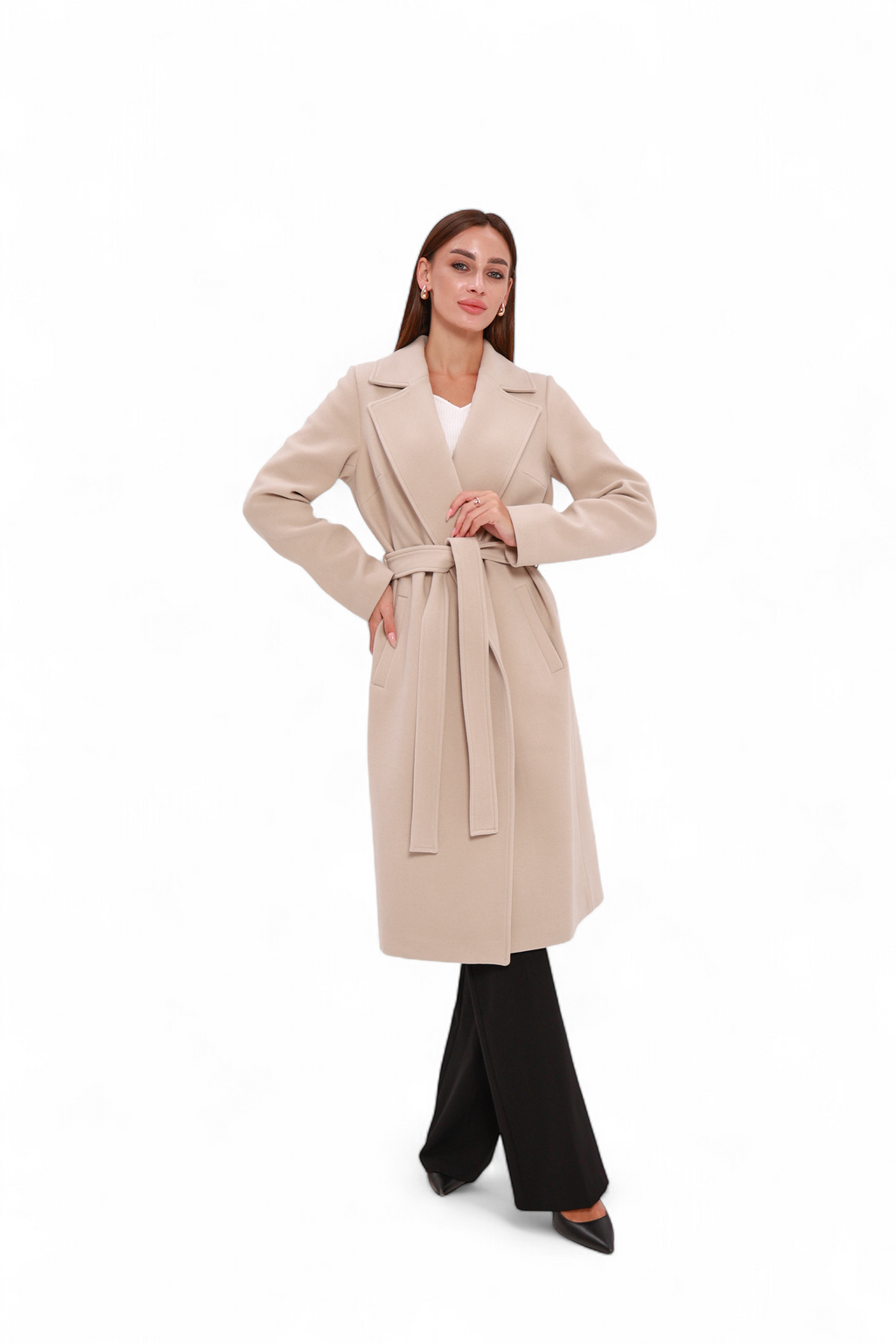 Zane Cashmere Wool Blend Overcoat in Beige