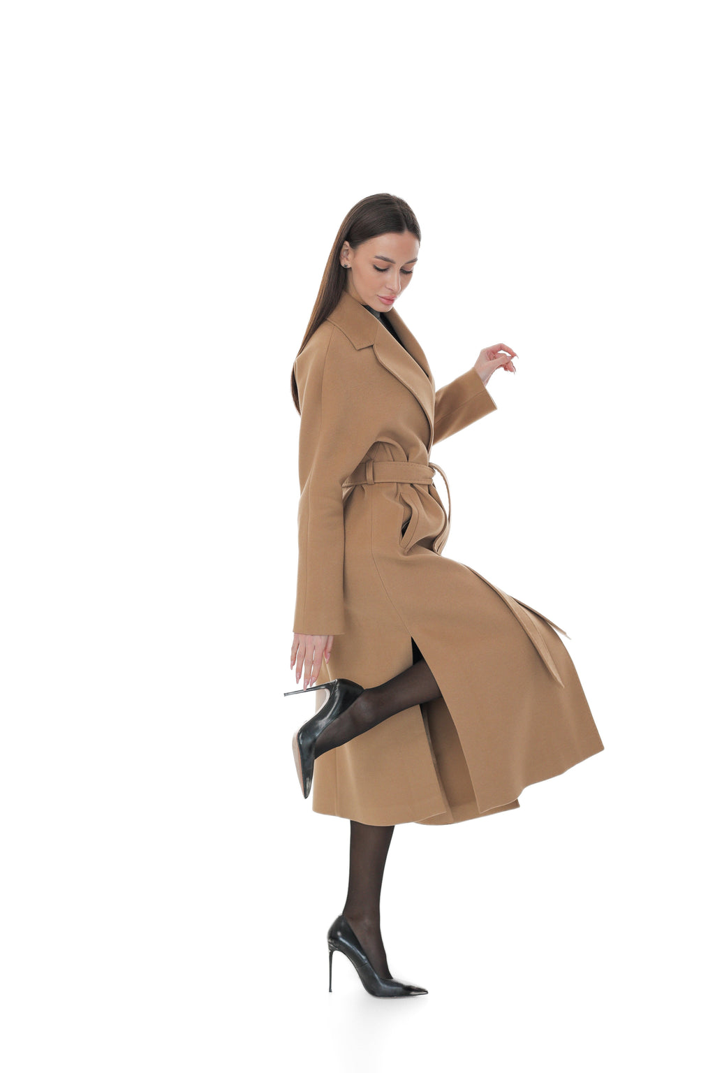 Cambridge Comfort Classic Wraparound Wool Blend Overcoat in Light Camel