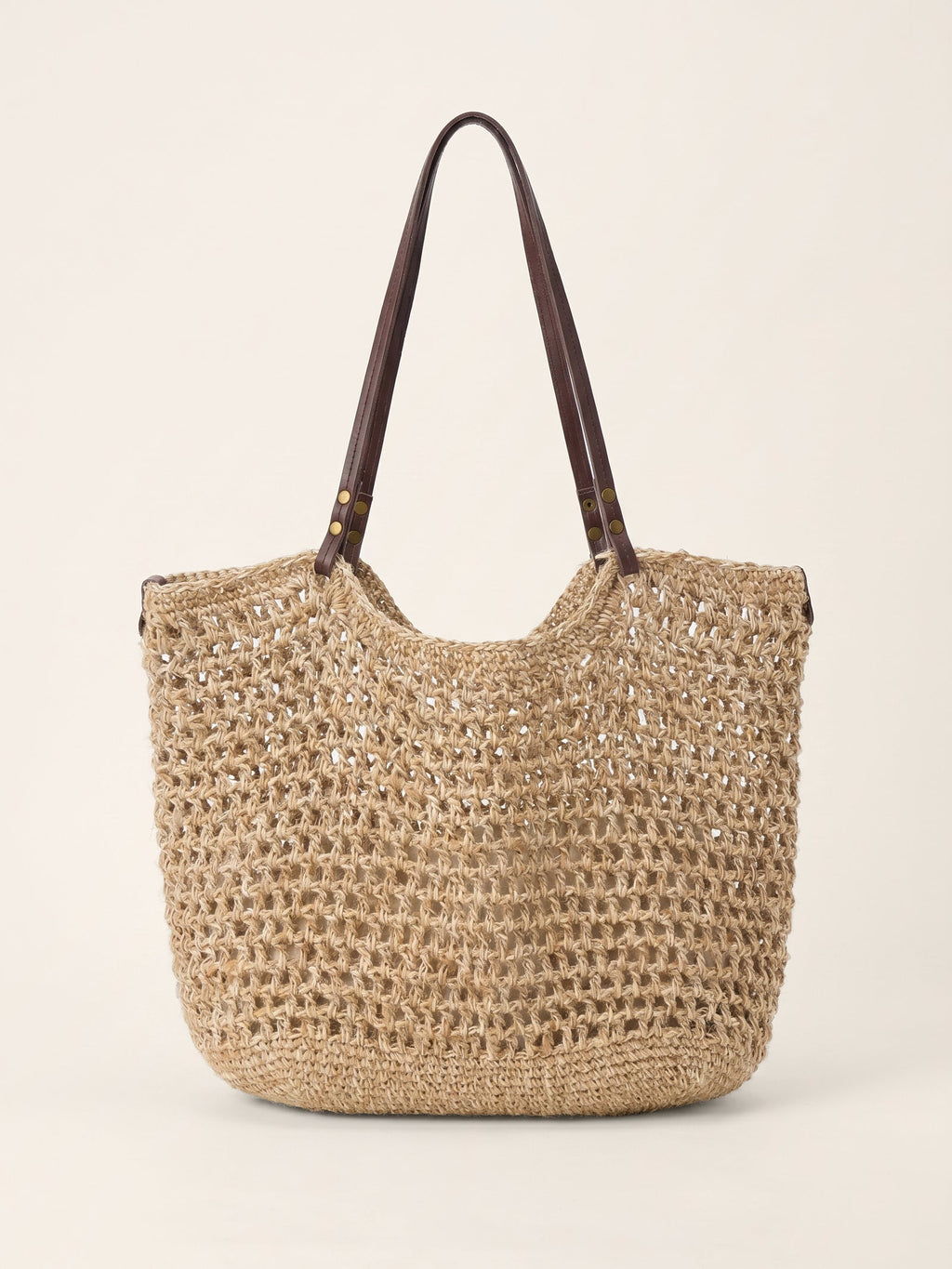 Linen-Cotton Open-Weave Tote Bag With Zip Pouch