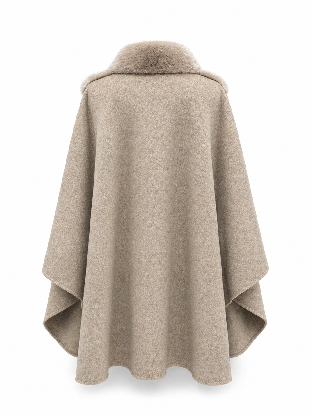 Luxury Double-Face Wool Poncho with Scandinavian Mink Fur