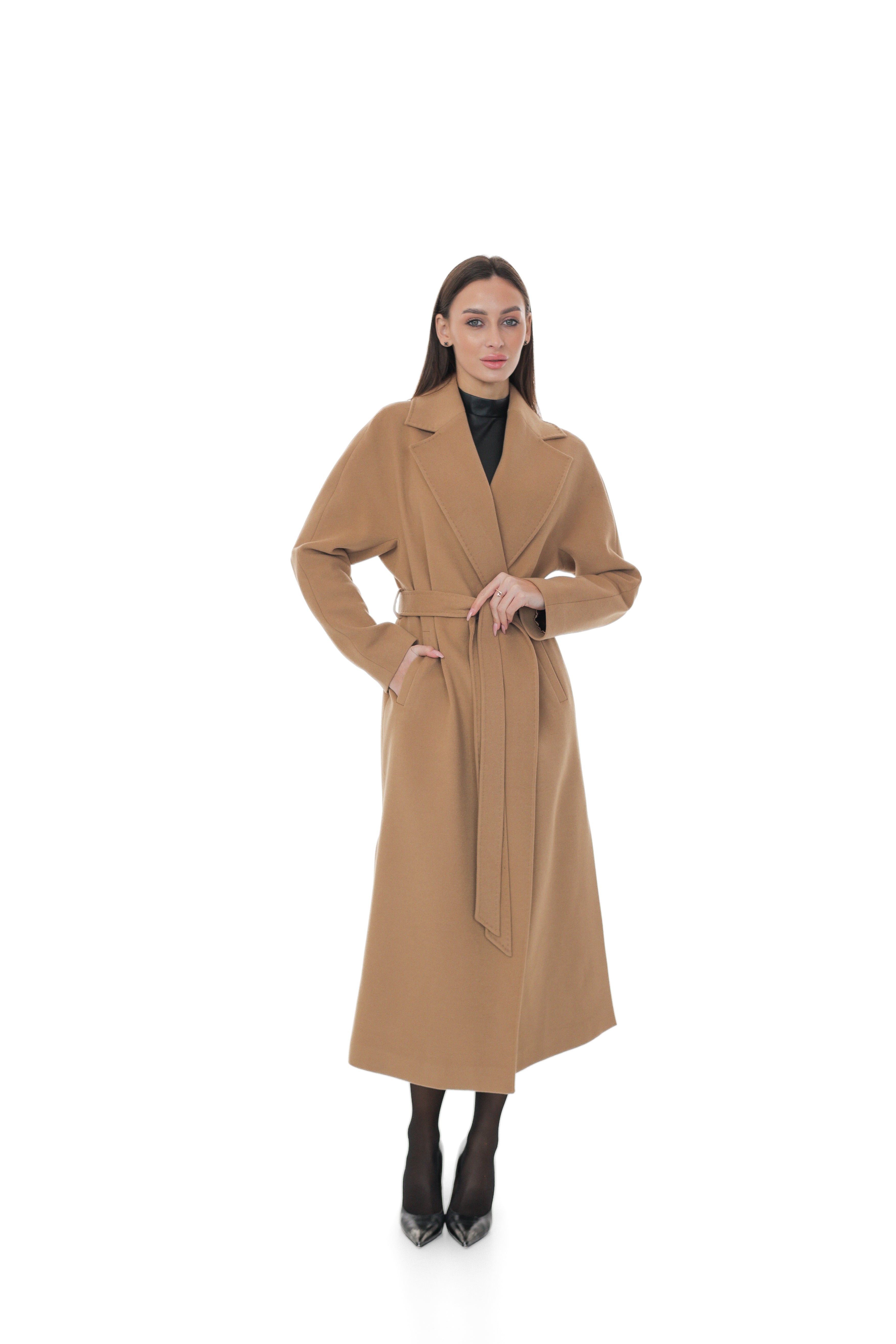 Cambridge Comfort Classic Wraparound Wool Blend Overcoat in Light Camel