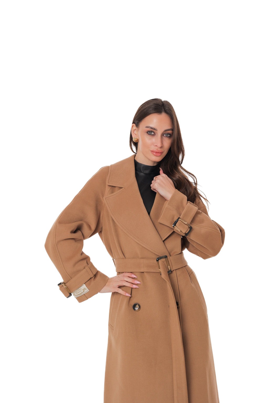 Madeline Cashmere Wool Blend Overcoat in Camel