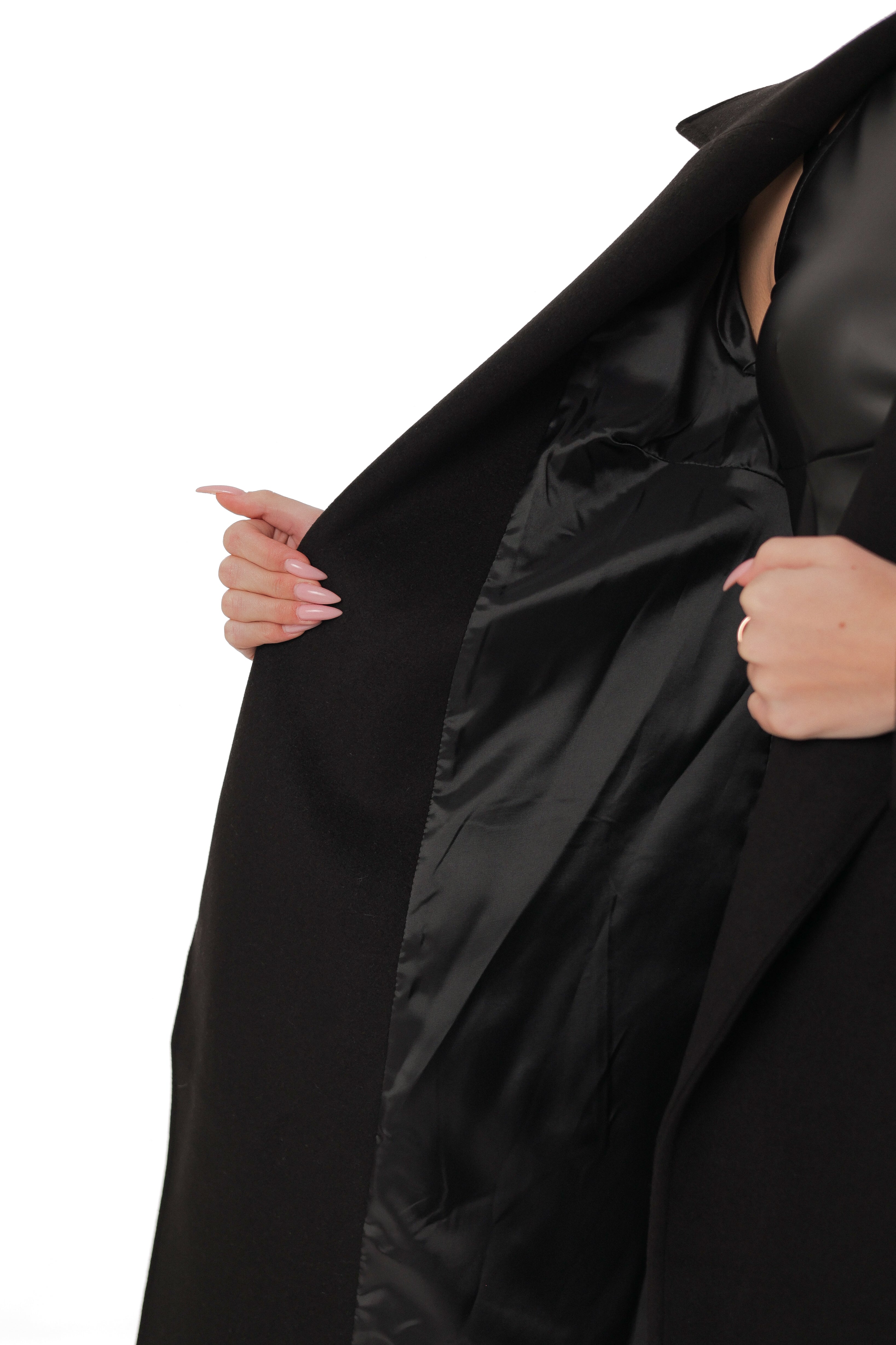 Zane Cashmere Wool Blend Overcoat in Black