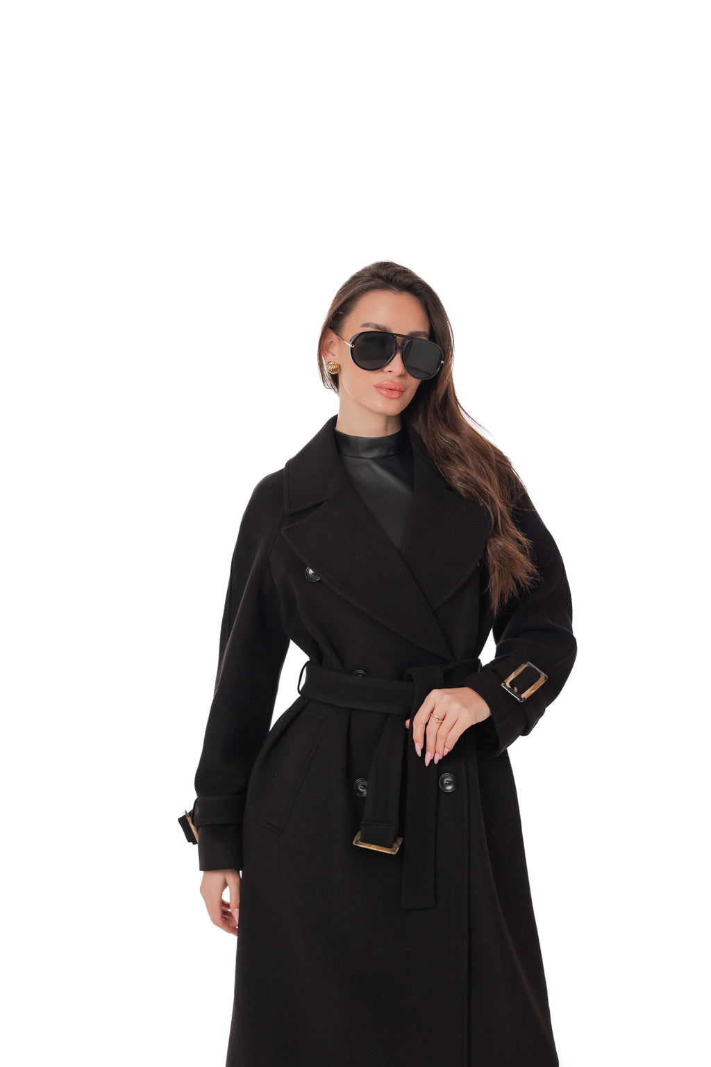 Madeline Cashmere Wool Blend Overcoat in Black
