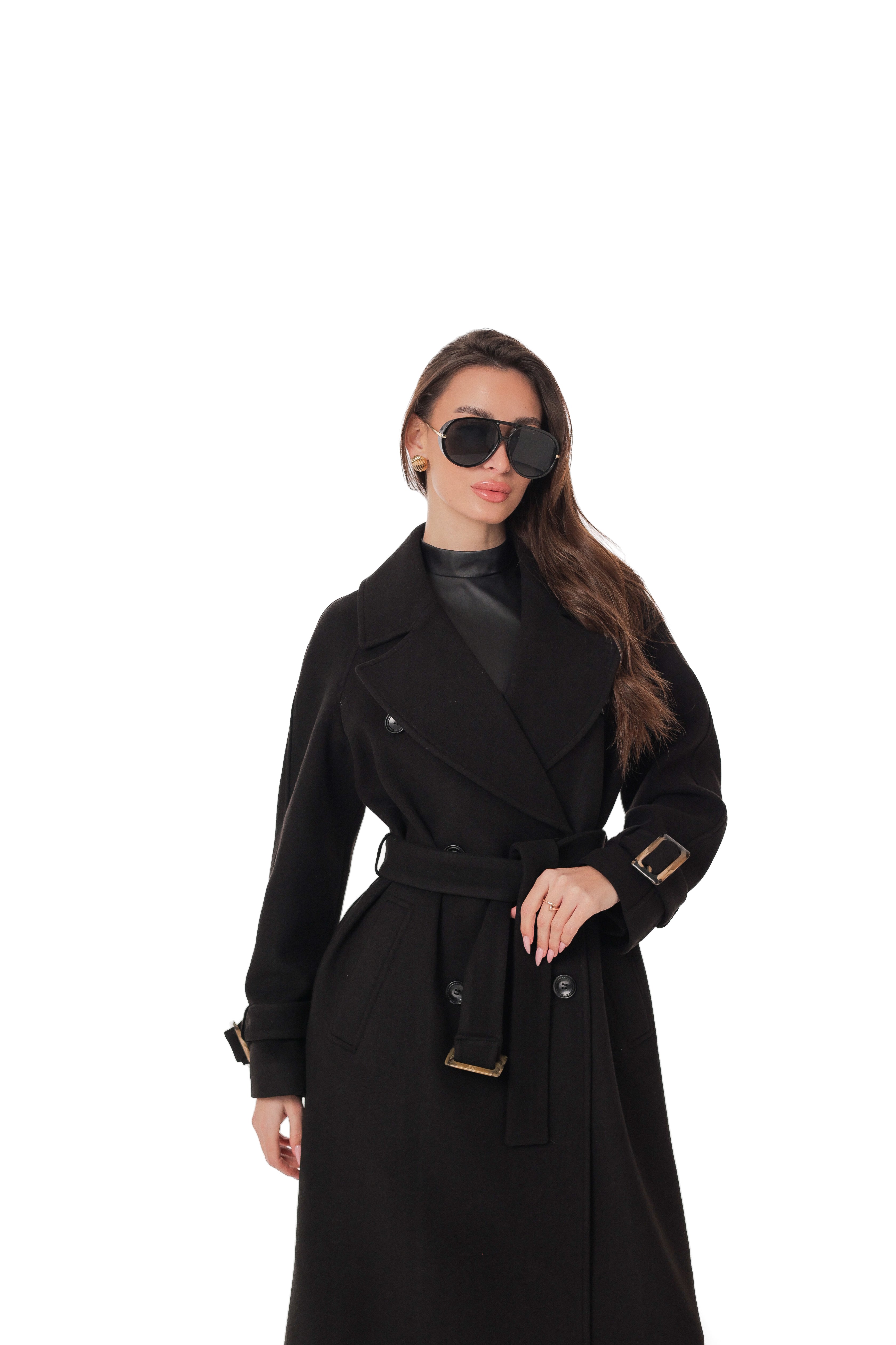 Madeline Cashmere Wool Blend Overcoat in Black