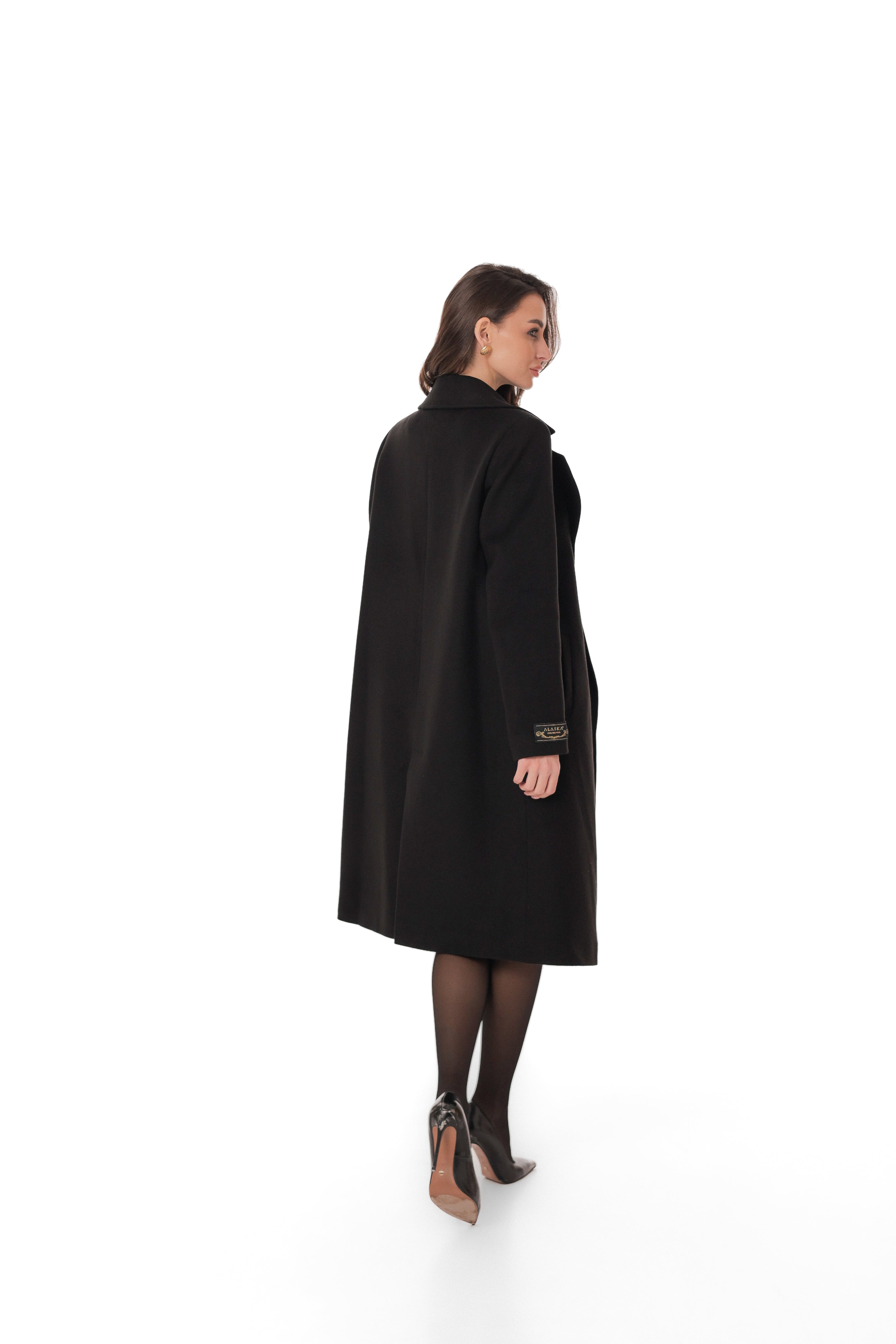 Zane Cashmere Wool Blend Overcoat in Black