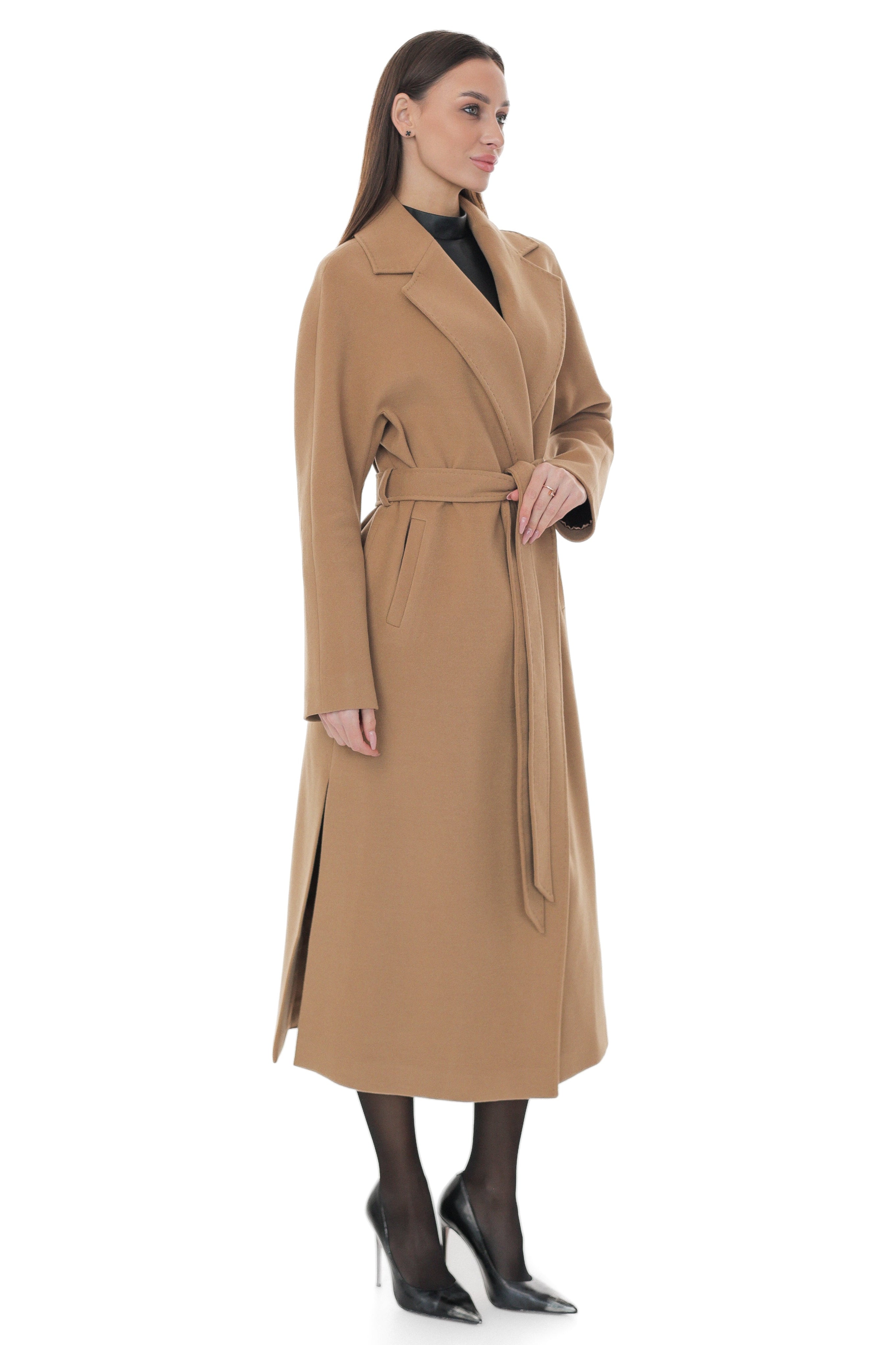Cambridge Comfort Classic Wraparound Wool Blend Overcoat in Light Camel