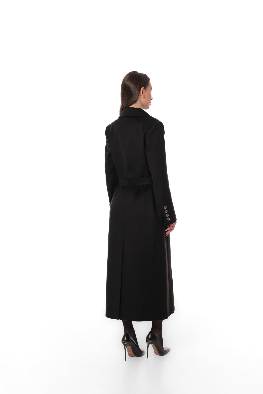 Ellis Tailored Cashmere Wool Coat in Black
