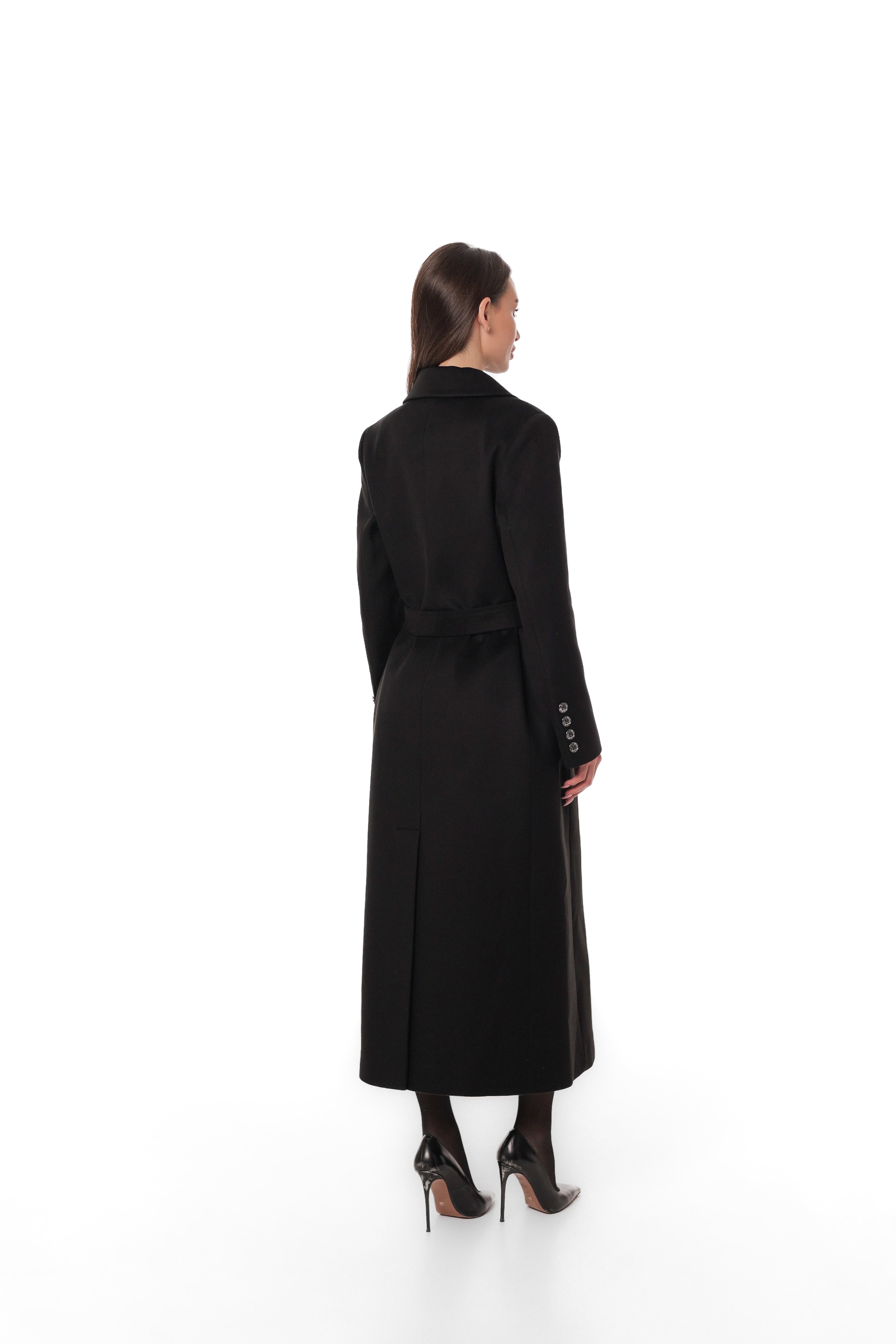 Ellis Tailored Cashmere Wool Coat in Black