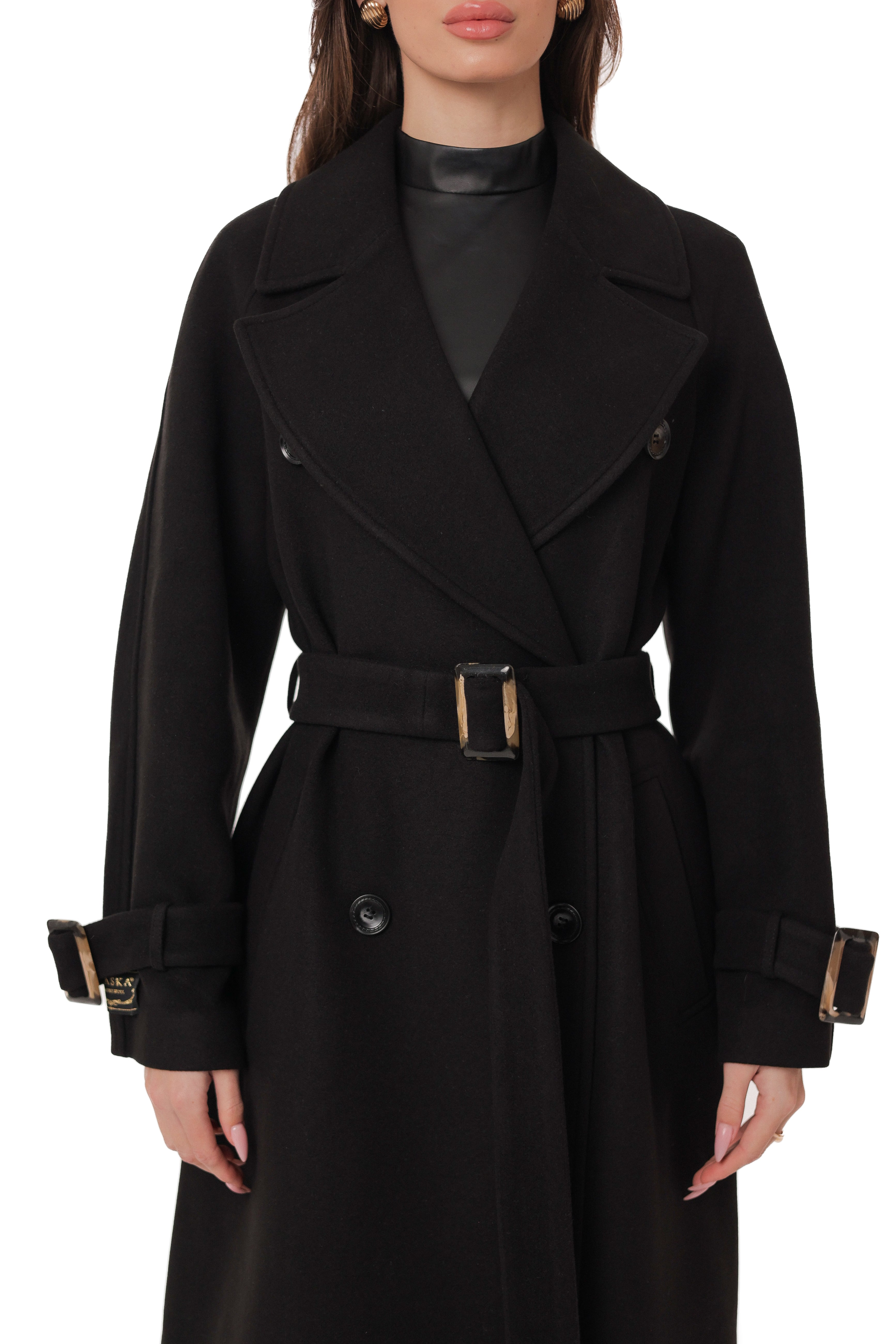 Madeline Cashmere Wool Blend Overcoat in Black