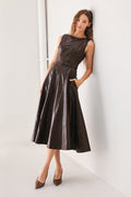 DARK TRUFFLE FAUX LEATHER MIDI DRESS