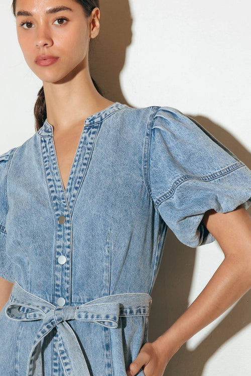 BAREFORM LIGHT DENIM MIDI DRESS