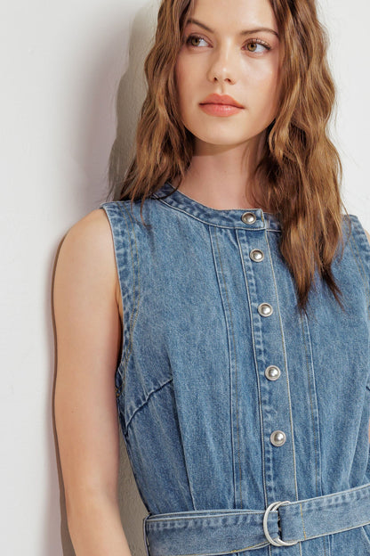 MIDNIGHT RODEO DENIM MIDI DRESS