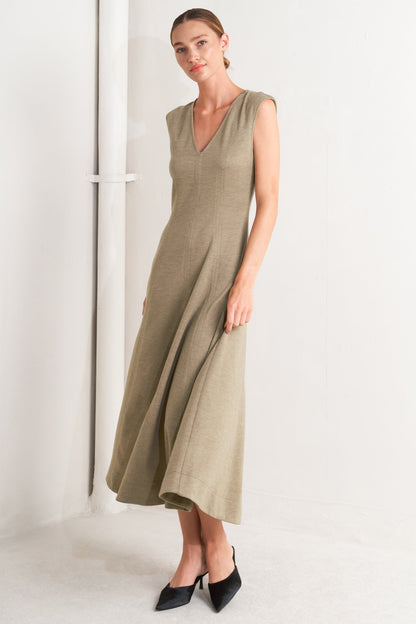 SOPHISTICATED SIMPLICITY WOVEN KNIT MIDI DRESS
