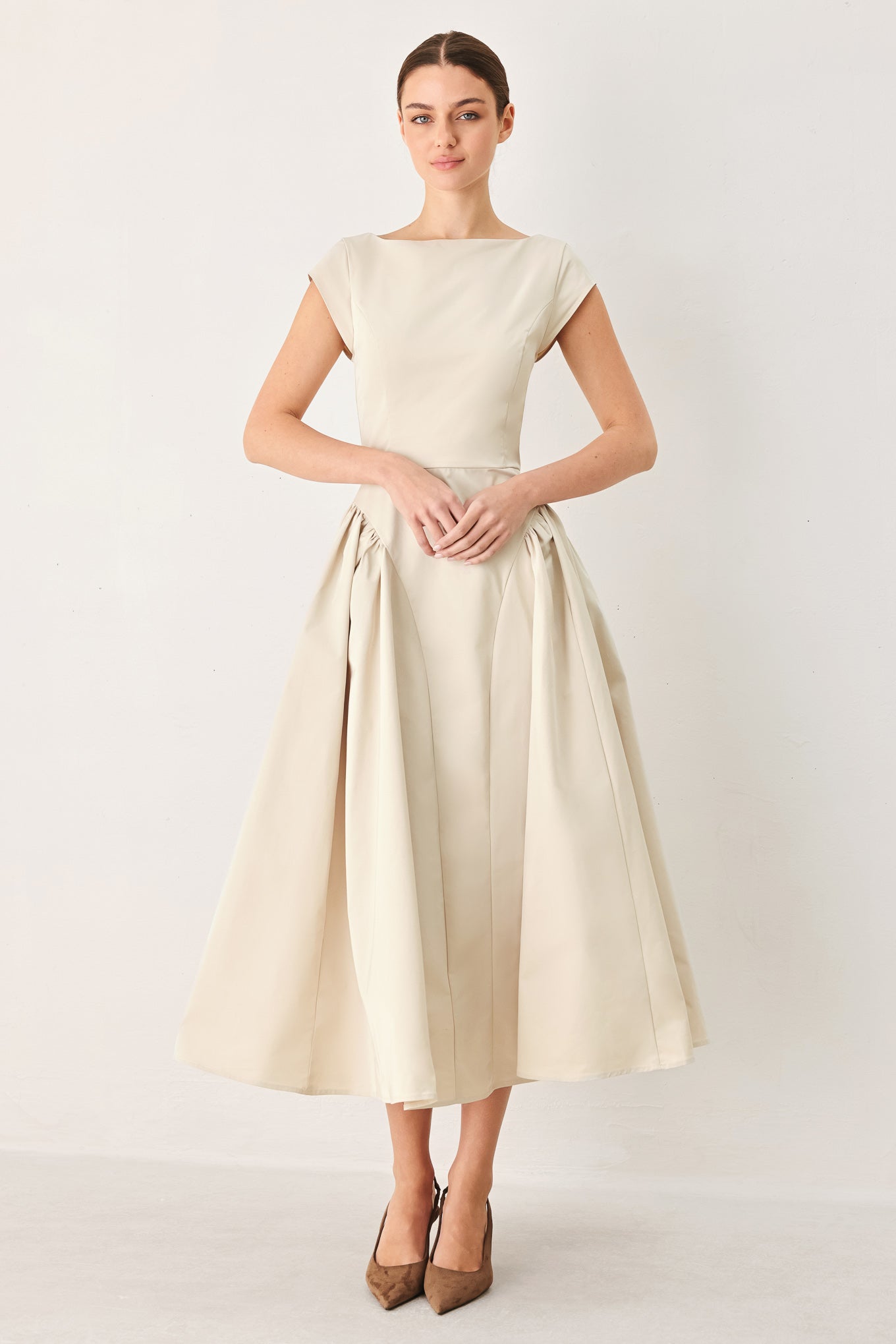 POLISHED OCCASION WOVEN MIDI DRESS – Sol-Mere Collective