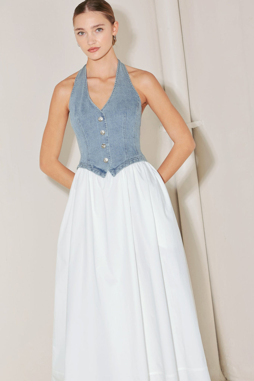 CITY TO COAST WOVEN MIDI DRESS