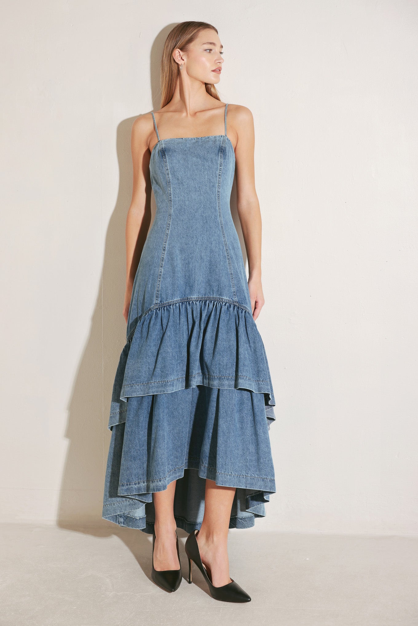RUNWAY REBEL DENIM MIDI DRESS