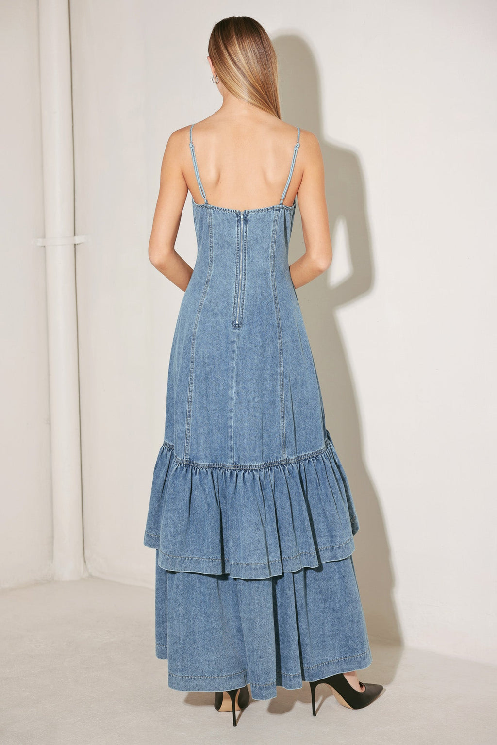 RUNWAY REBEL DENIM MIDI DRESS
